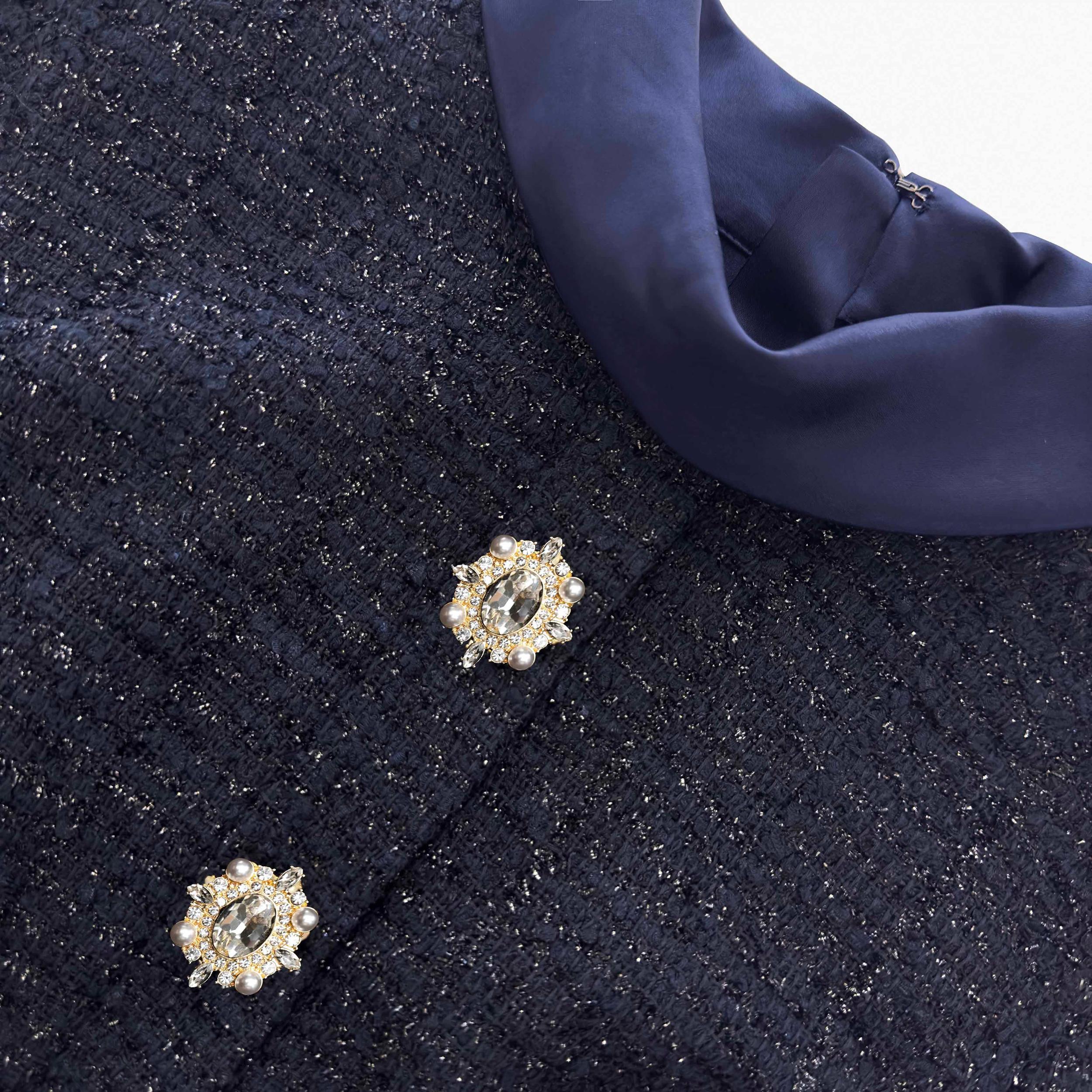 Navy Metallic Boucle Maxi Dress Product Image