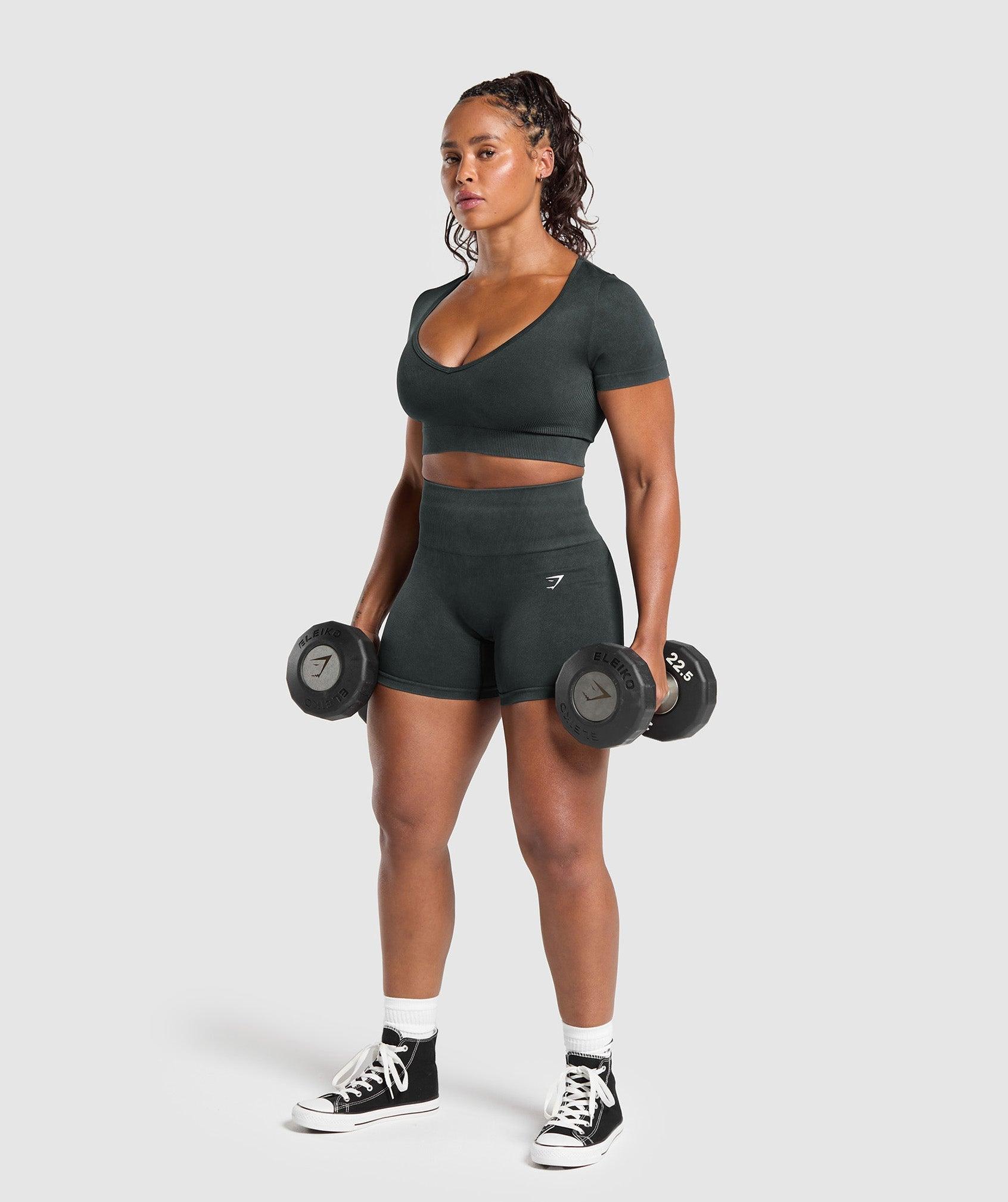 Gymshark Gains Seamless Washed Crop Top - Black Female Product Image