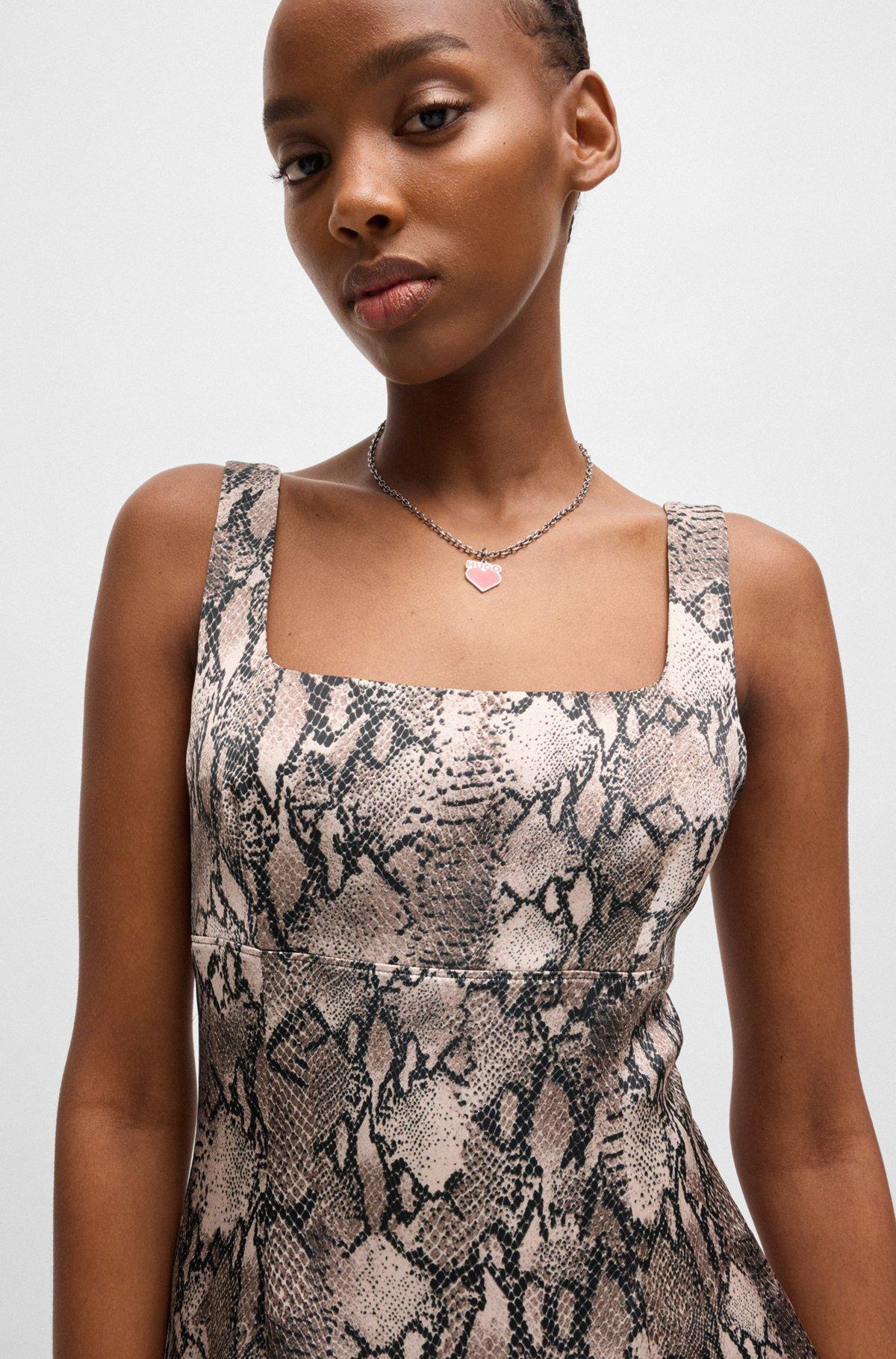 Square-neck dress with python print Product Image