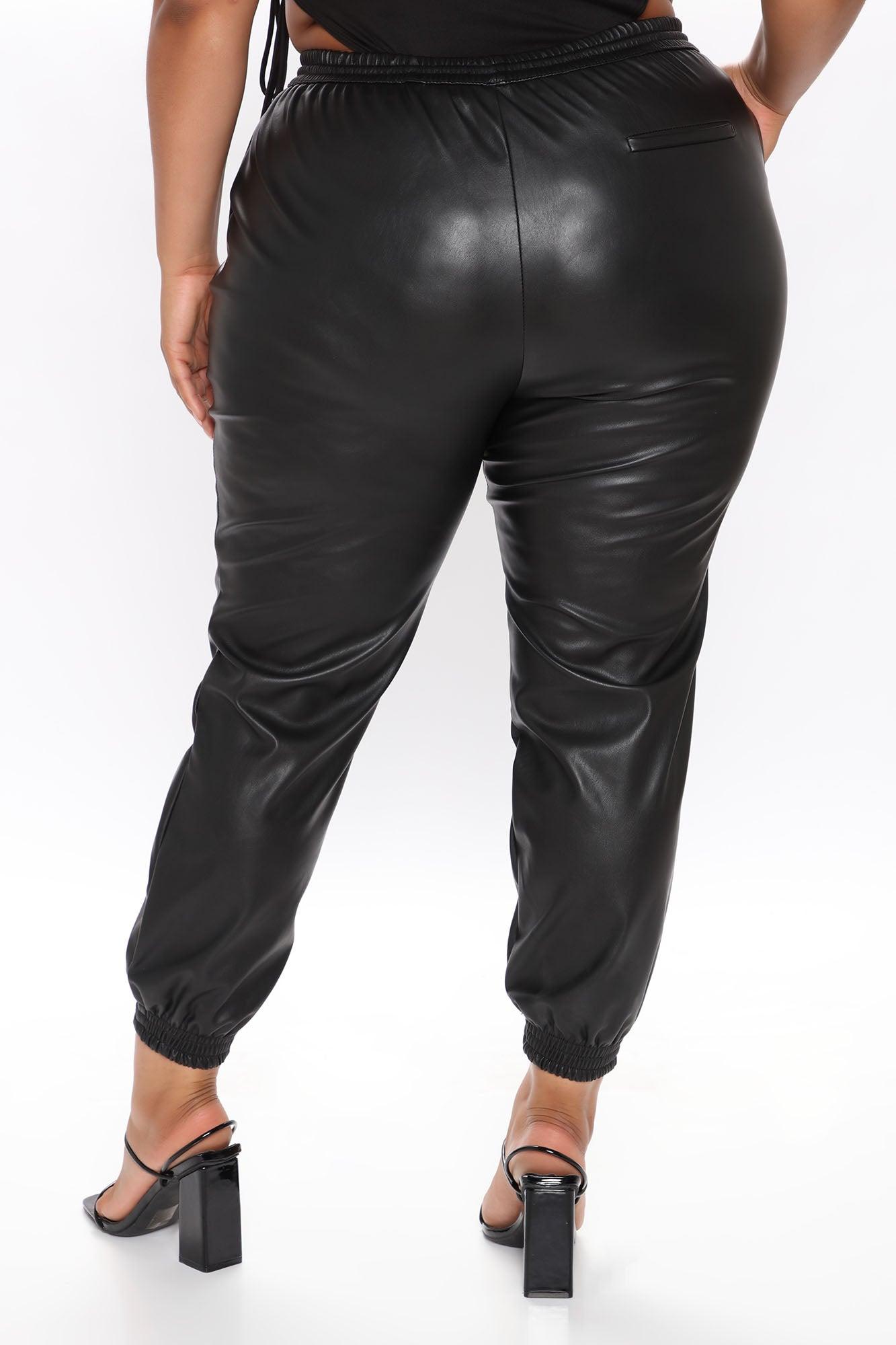Everybody Looking Faux Leather Joggers - Black Product Image