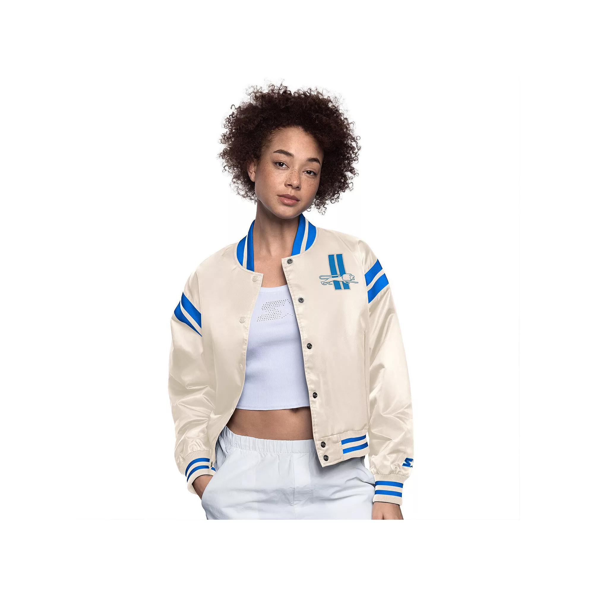 Women's Starter  Cream Minnesota Vikings Full Count Full-Snap Satin Jacket, Size: Large, Beige Product Image