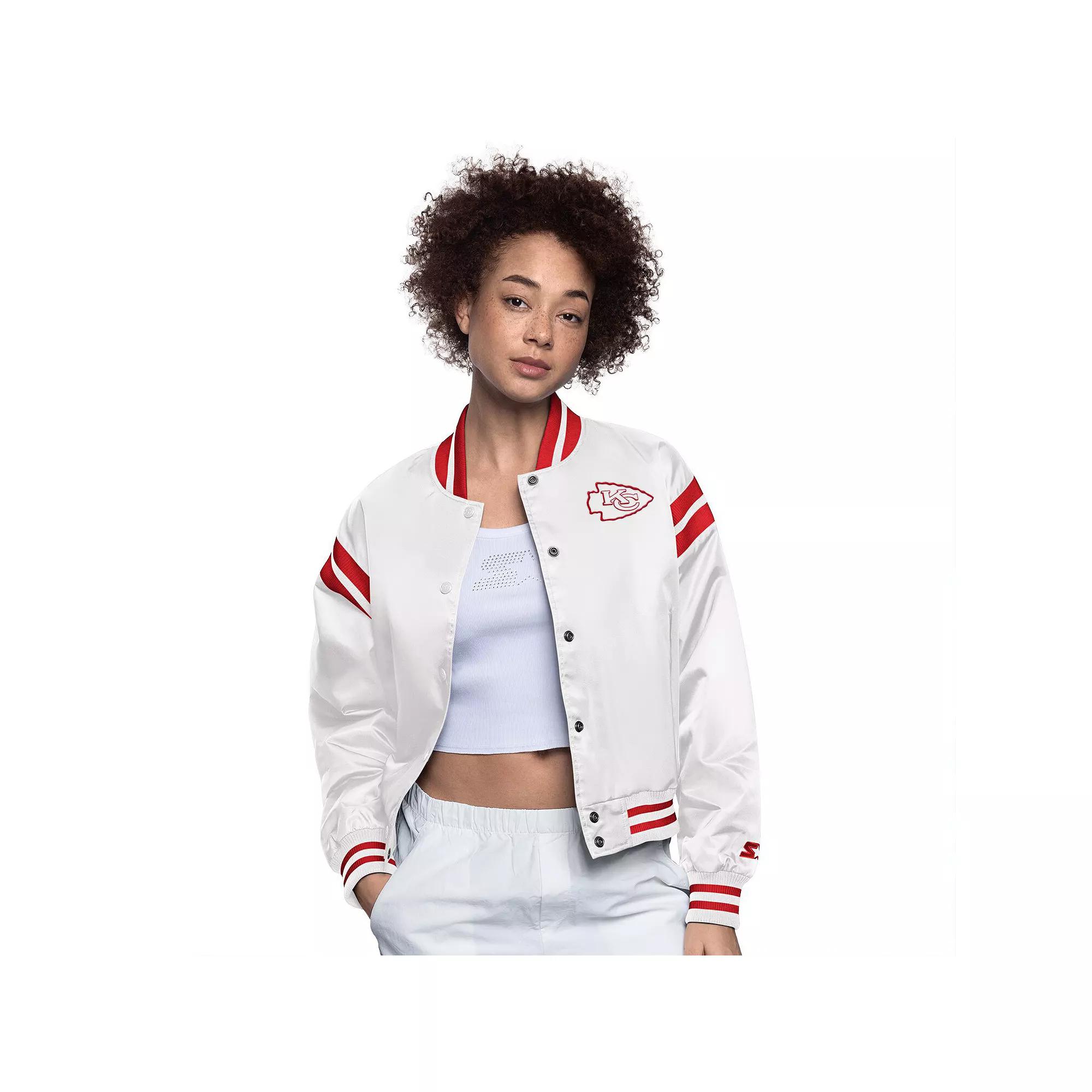 Women's Starter  White Chicago Cubs Full Count Full-Snap Varsity Jacket, Size: XXL Product Image