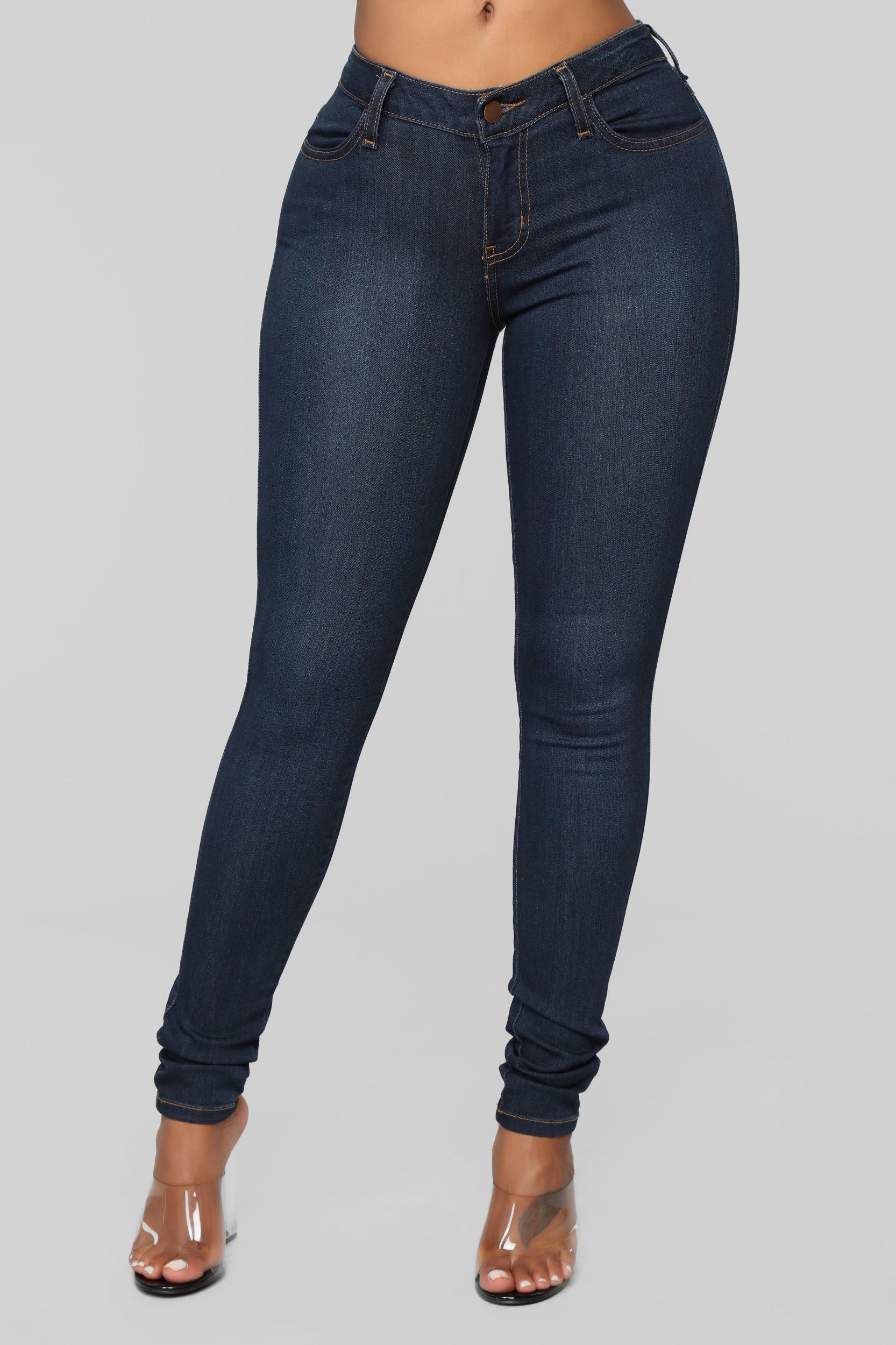 Classic Mid Rise Skinny Jeans - Dark Denim Product Image