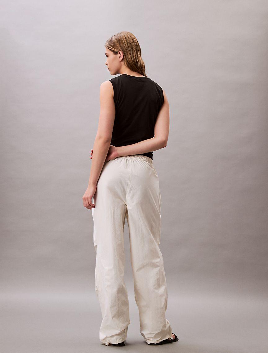Calvin Klein Womens Crinkle Nylon Parachute Pants - White Product Image