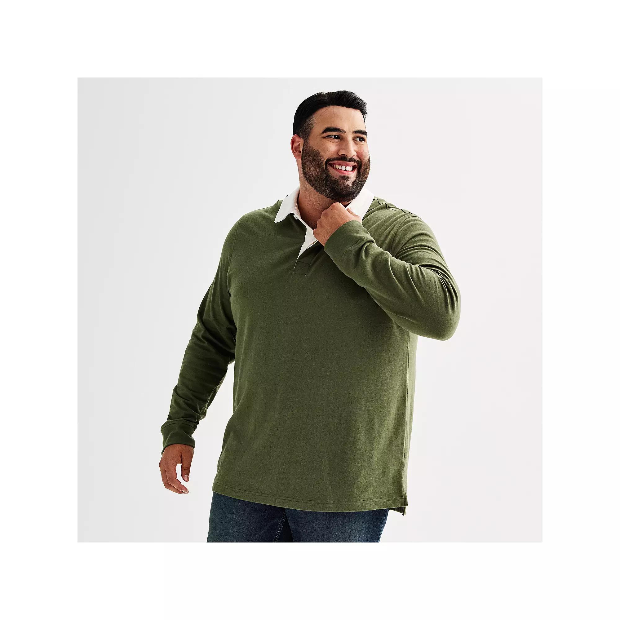 Big & Tall Sonoma Goods For Life® Long Sleeve Rugby Polo, Men's, Size: 2XB, Grey Product Image