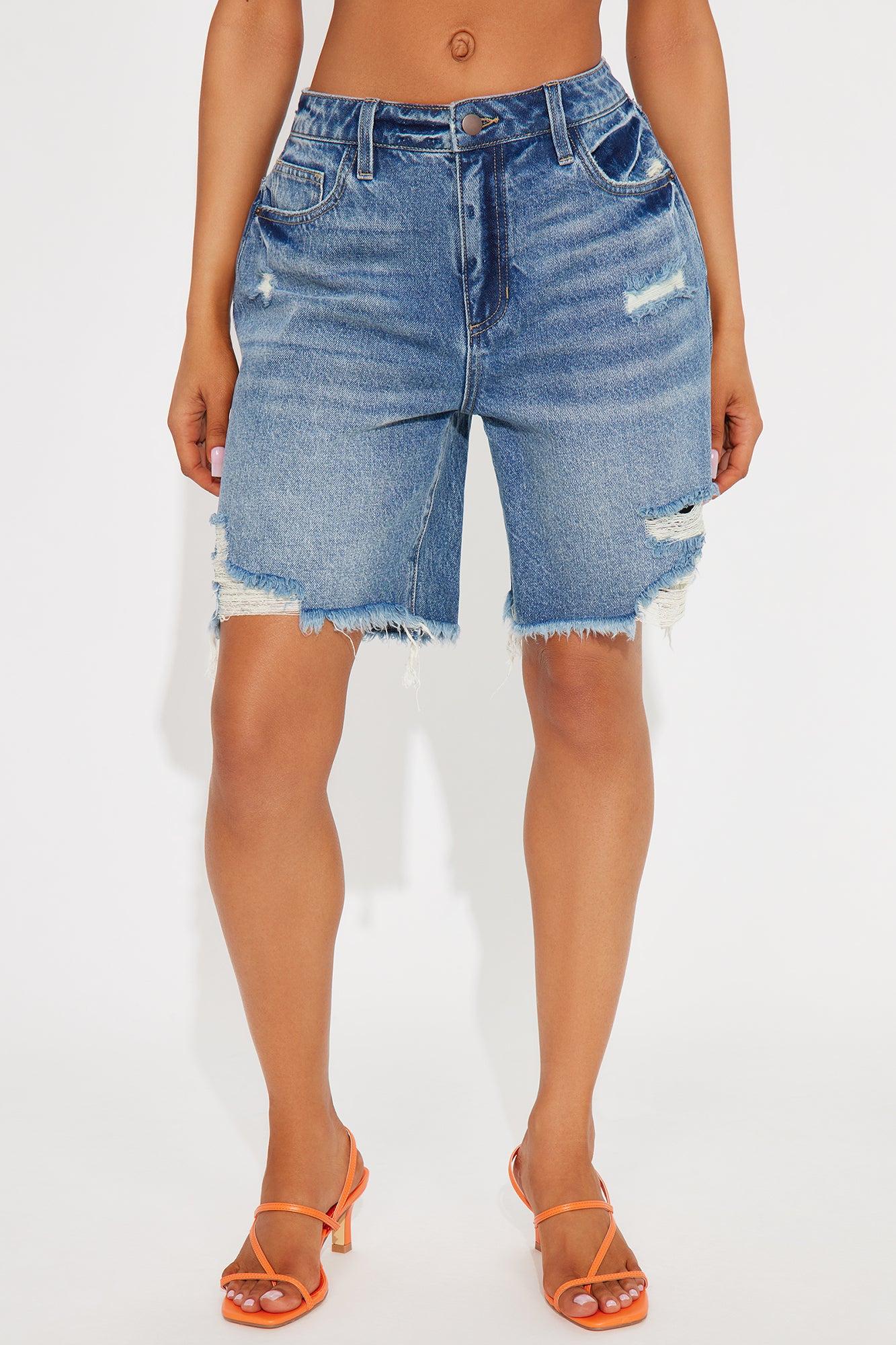 Tinsley Non Stretch Ripped Bermuda Short - Medium Wash Product Image
