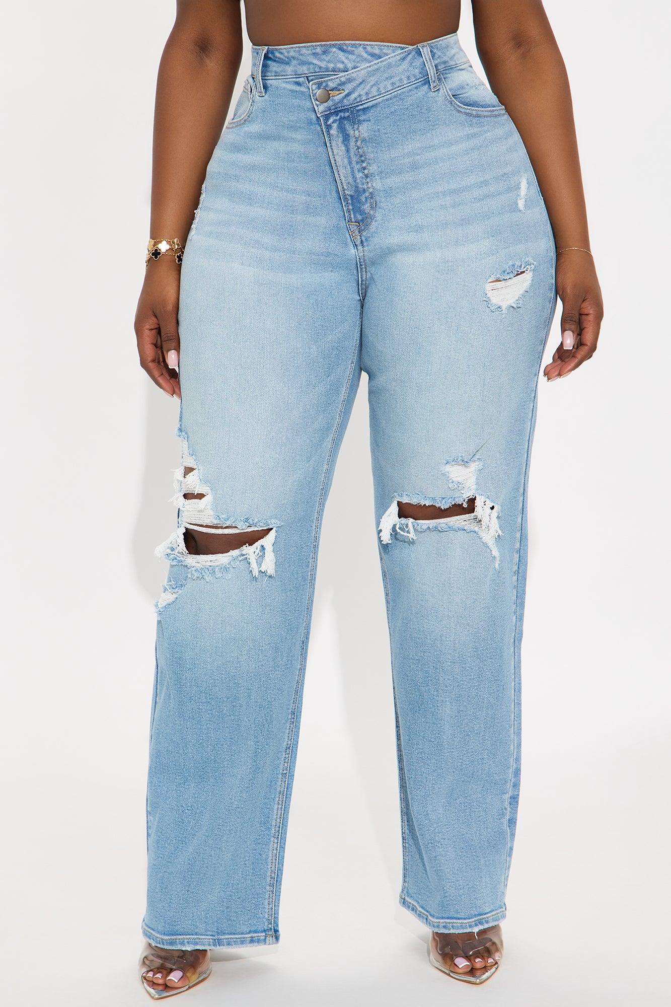 Iconic Crossover Straight Leg Jeans - Light Wash Product Image