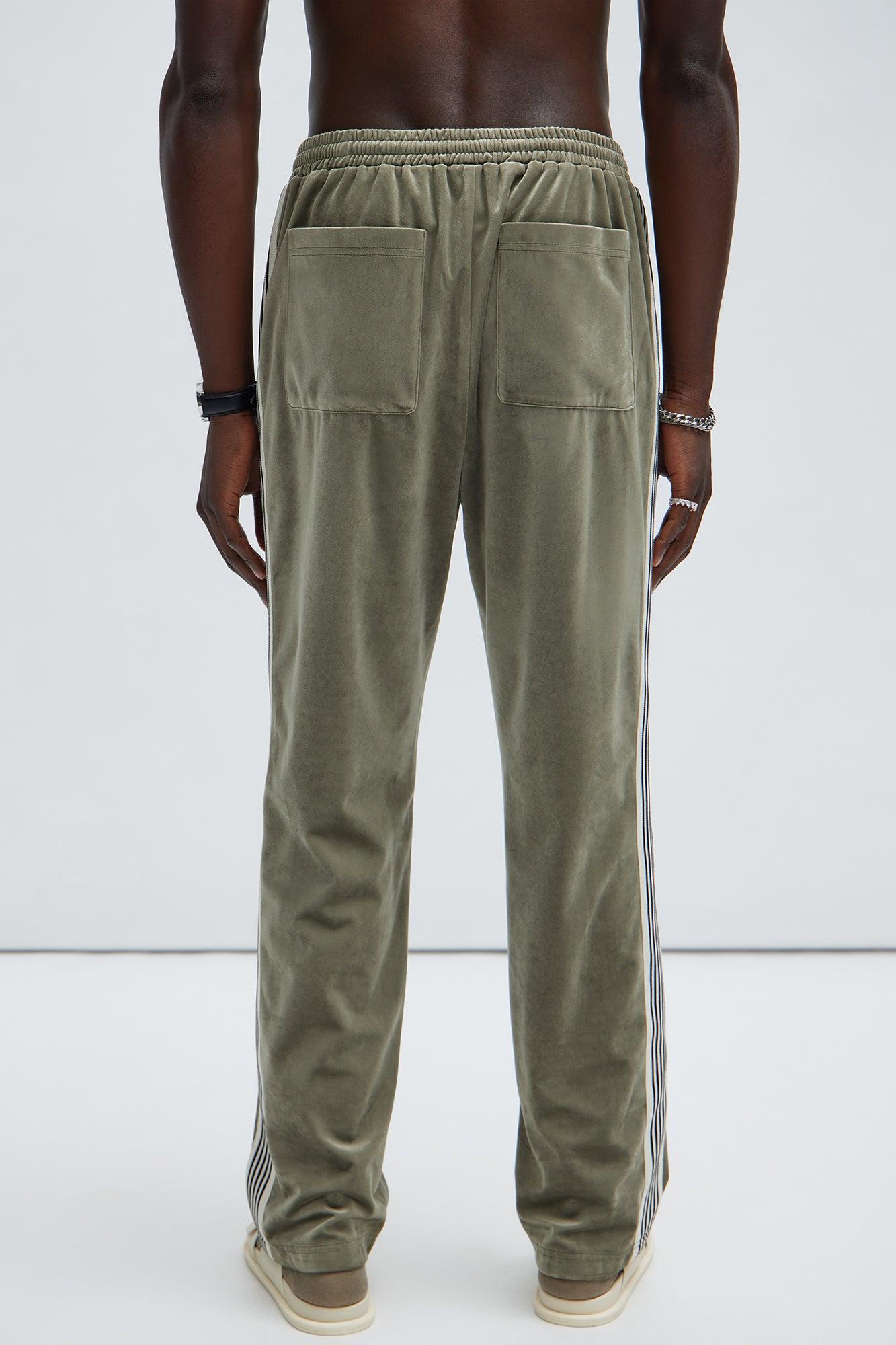 Up N' Down Velvet Track Pants - Olive Product Image