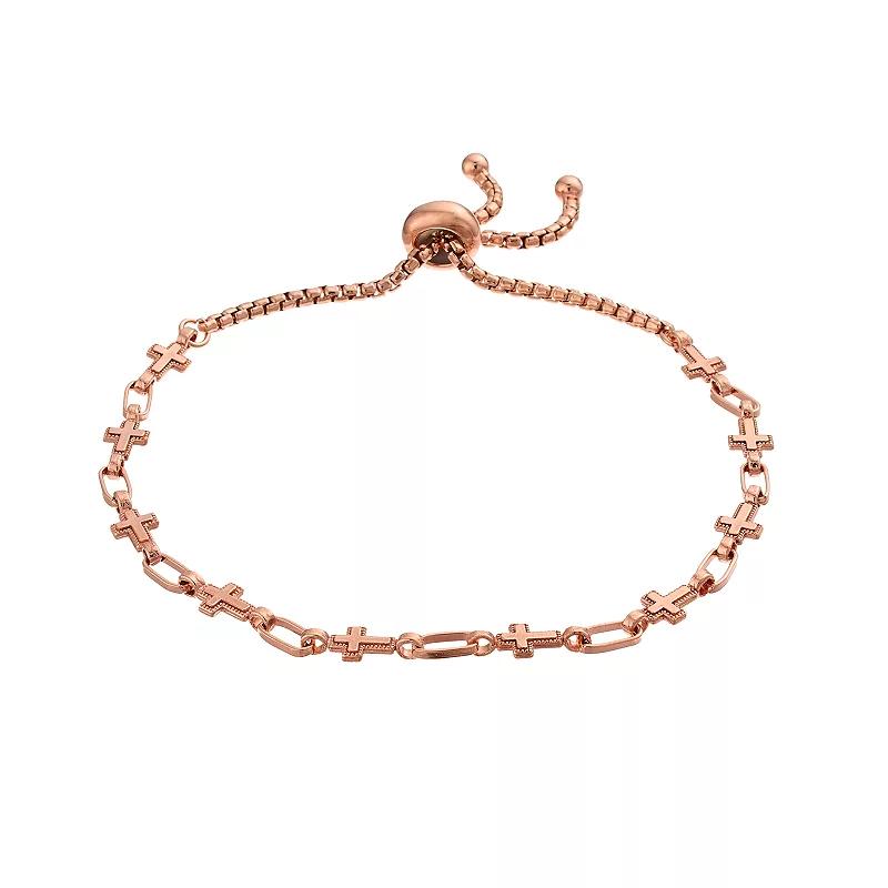 Kristen Kesho Sterling Silver Cross Link Adjustable Bolo Bracelet, Women's,  Product Image