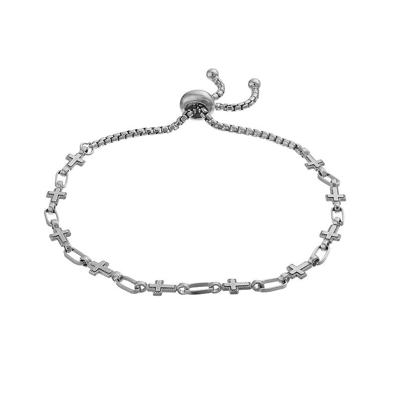 Kristen Kesho Sterling Silver Cross Link Adjustable Bolo Bracelet, Women's,  Product Image