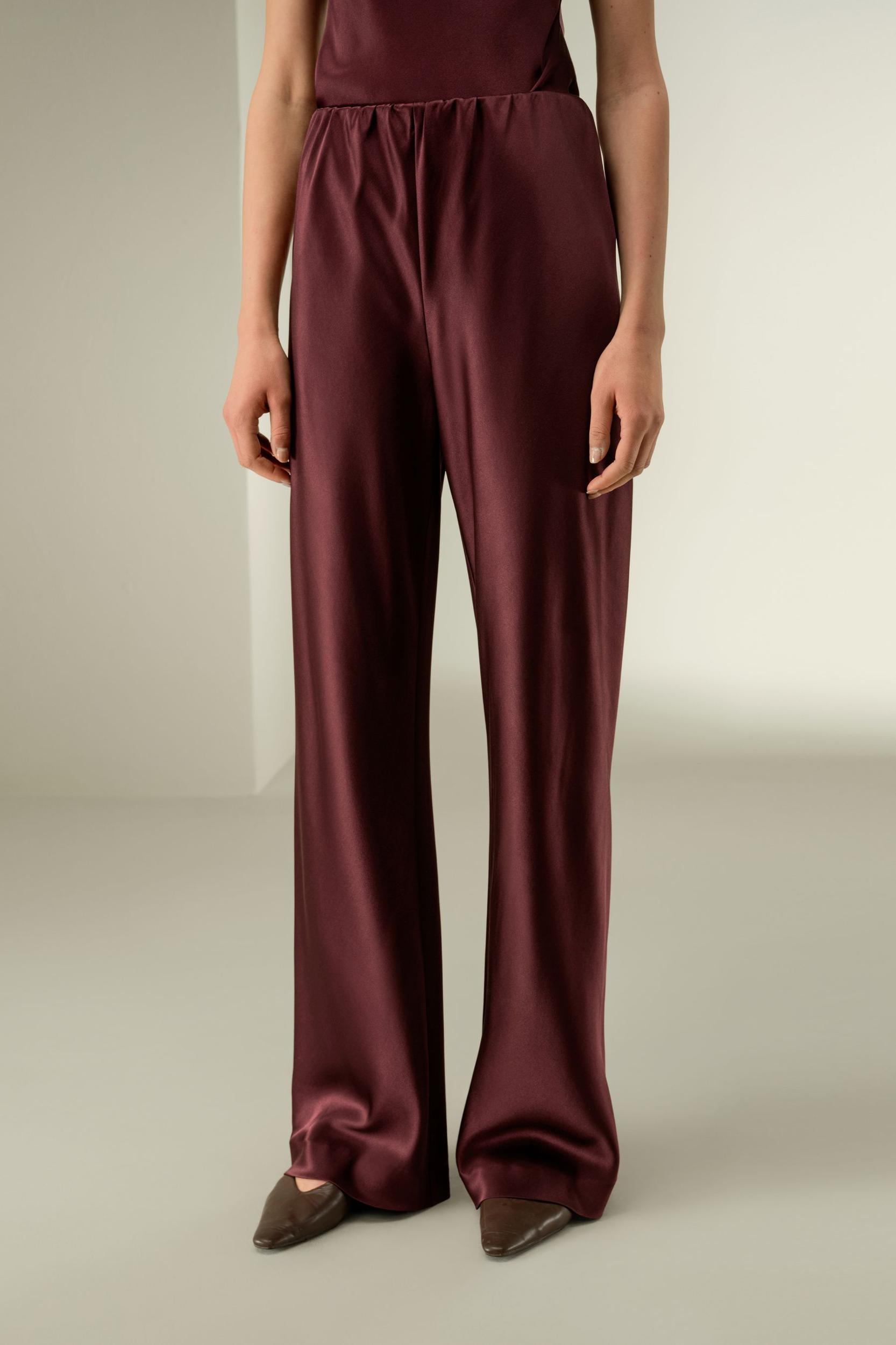 Straight-Leg Silk Satin Pants Product Image