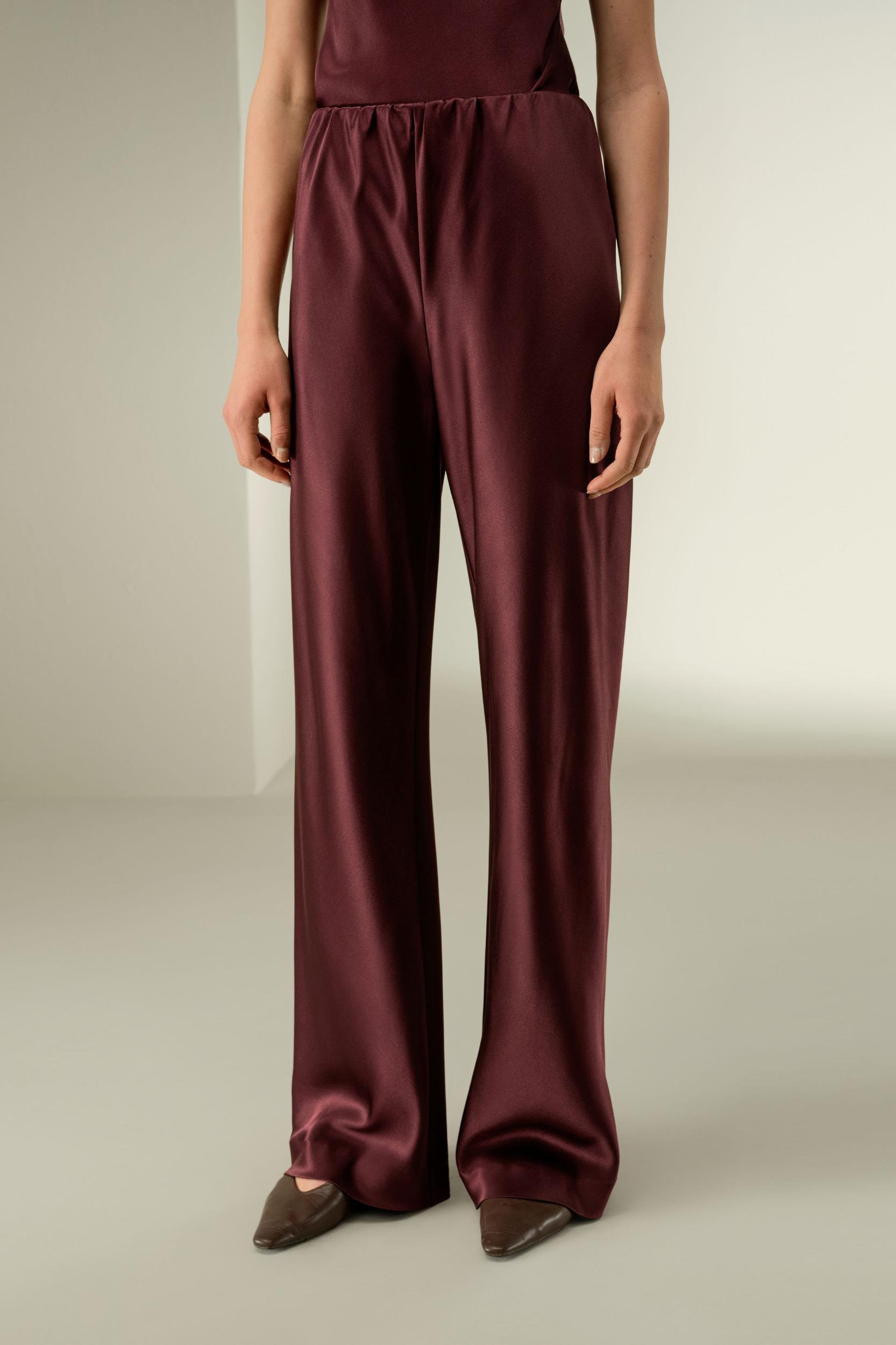 Straight-Leg Silk Satin Pants Product Image