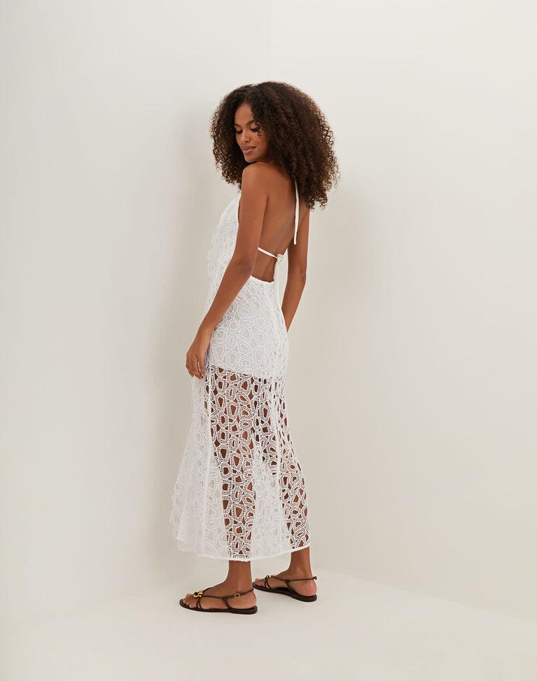 Eyelet Joelle Midi Dress - Off White Product Image