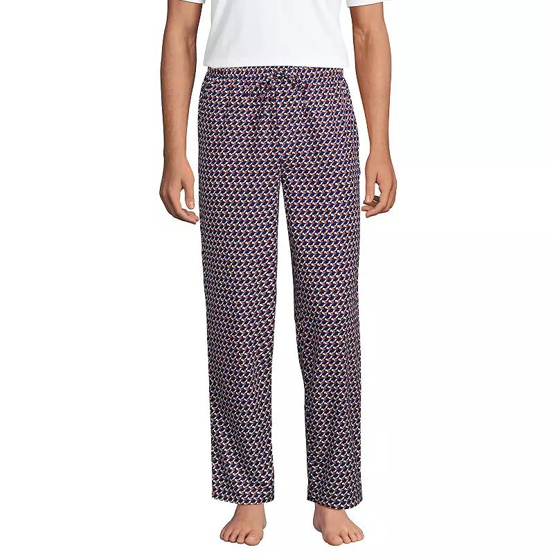 Men's Lands' End Flannel Pajama Sleep Pants, Size: Large, Navy Green Plaid Product Image