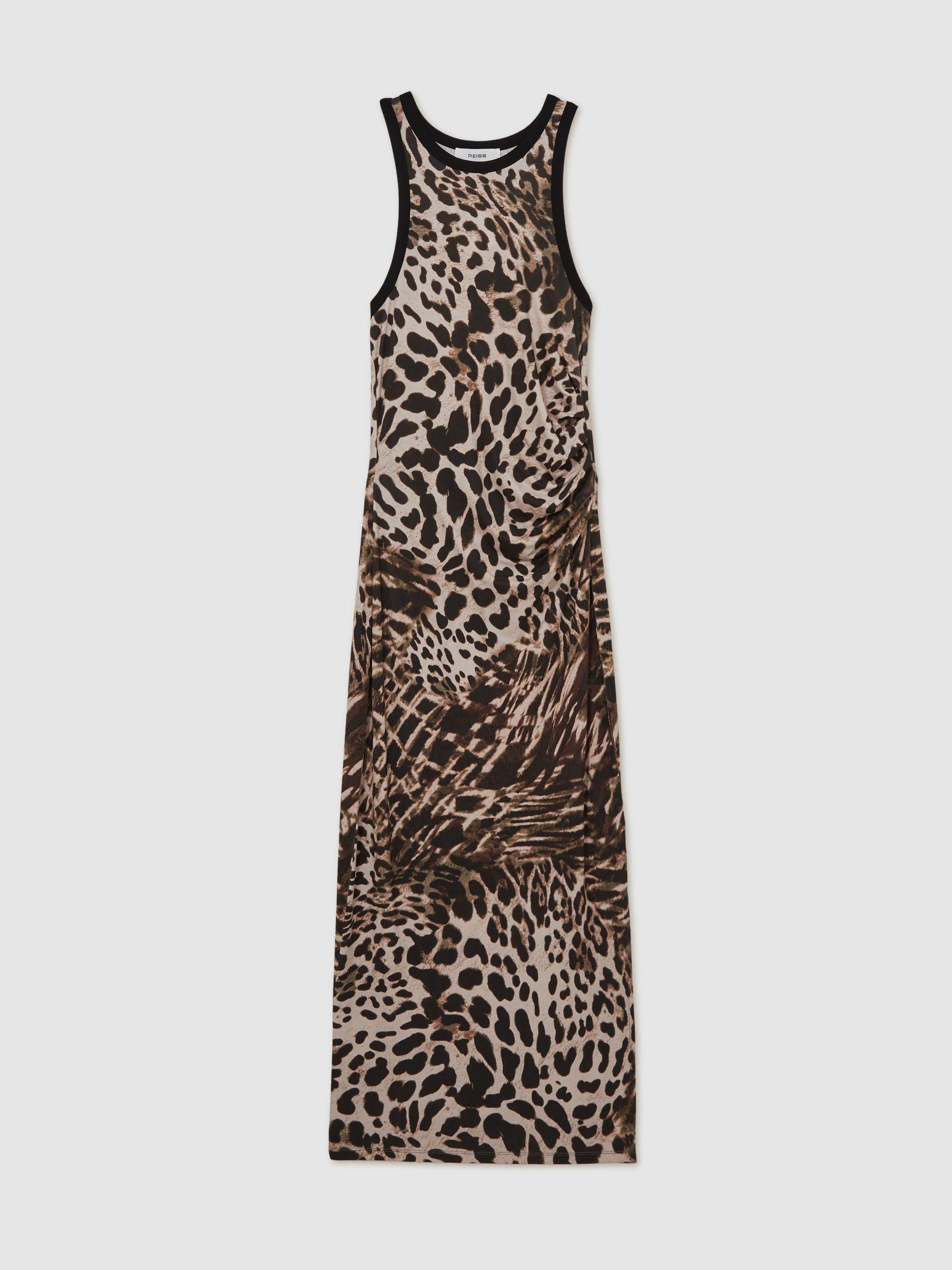 Leopard-Print Jersey Bodycon Dress in Neutral Product Image