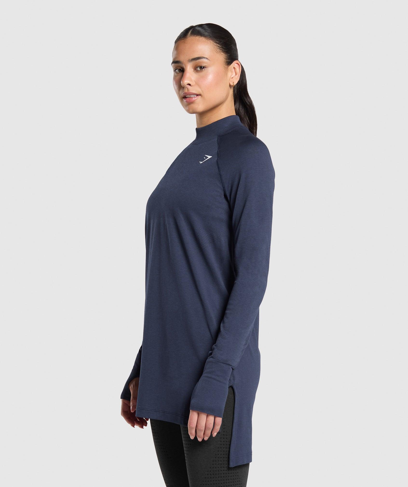 Gymshark Vital Long Line Top - Heavy Blue Marl Female Product Image