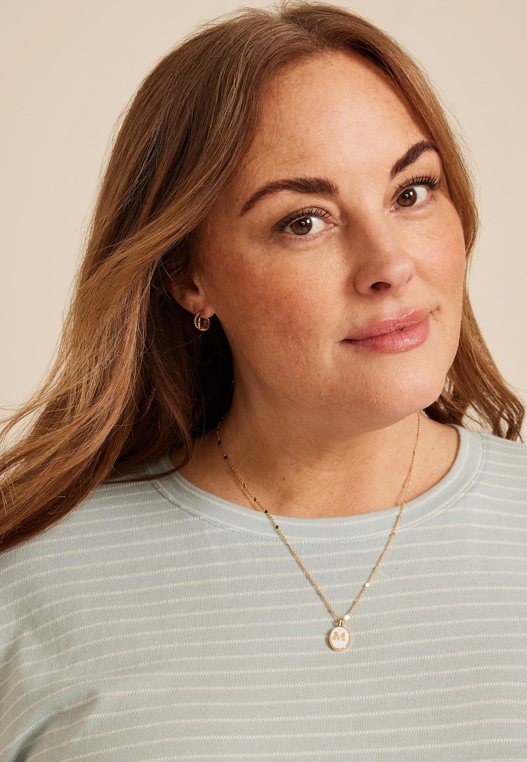 Maurices Womens Gold Oval Initial Pendant Necklace Product Image