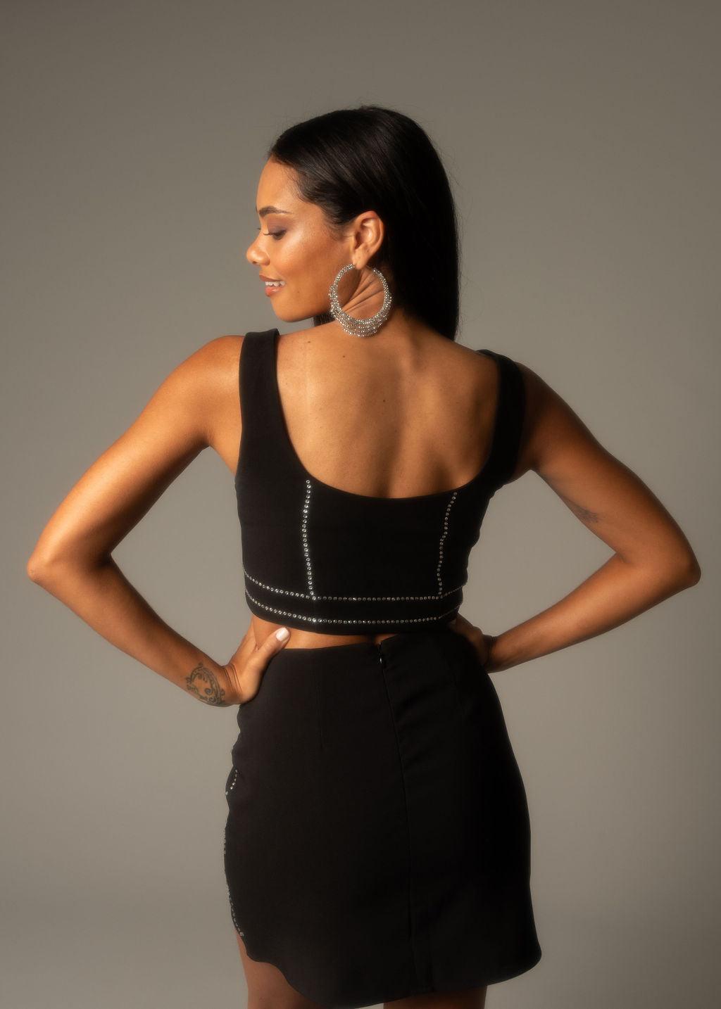 Emily Rhinestone Embellished Crop Top Product Image