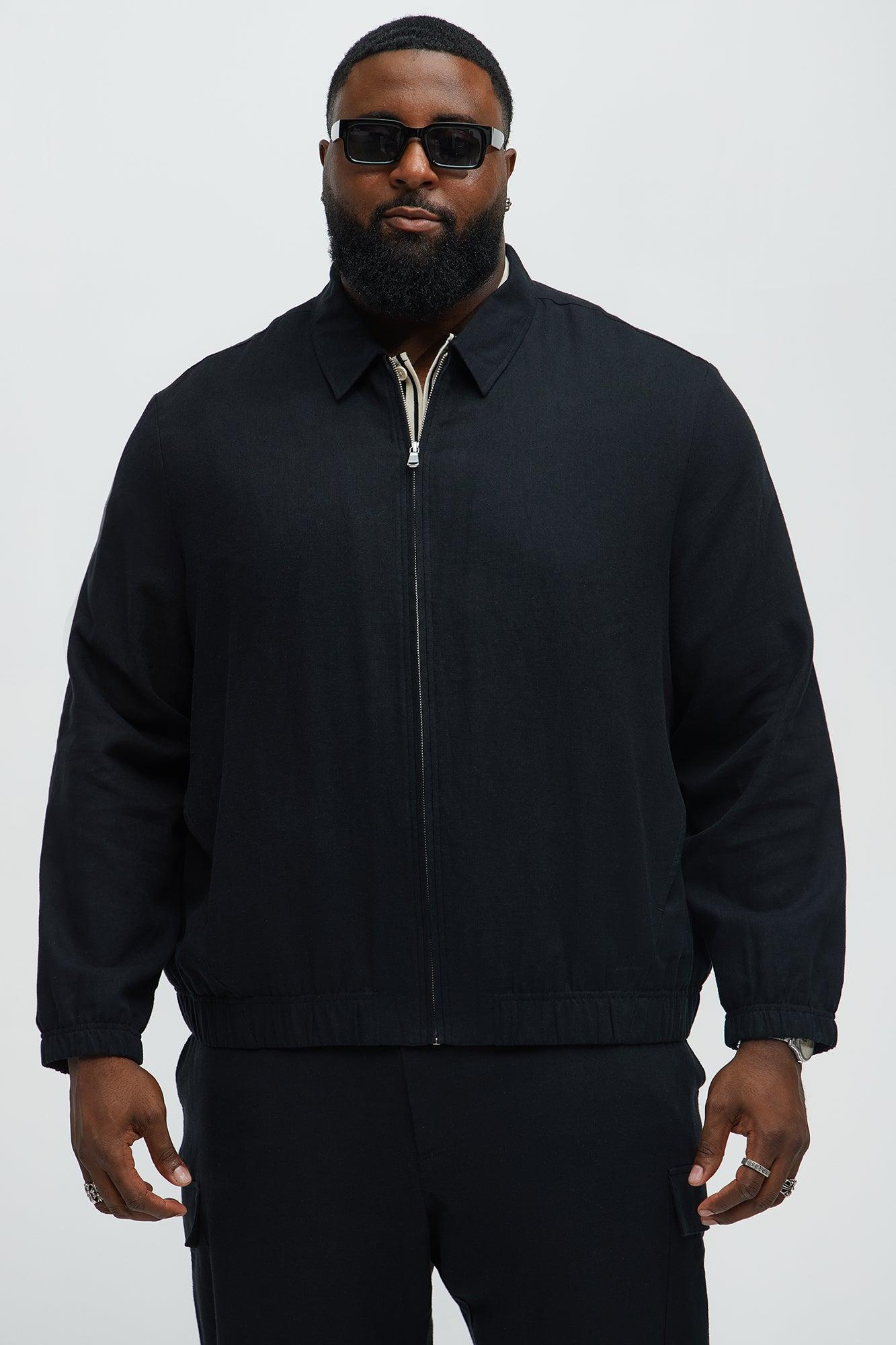 Bahamas Linen Zip Collar Jacket - Black Product Image