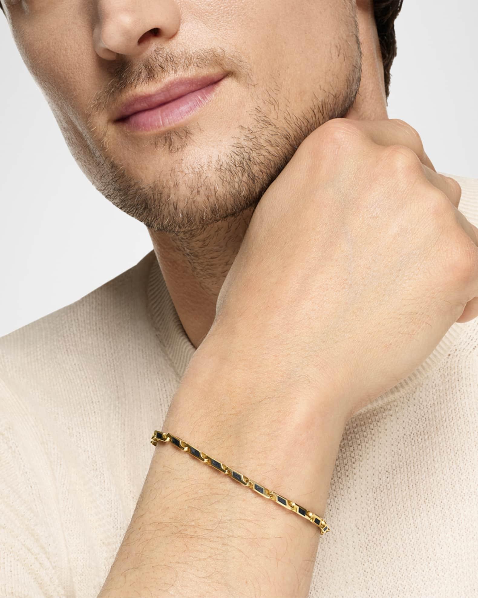 Men's Streamline Two-Row Band Ring with Black Diamonds in Silver Product Image