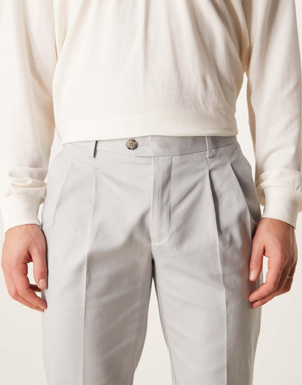 ASOS DESIGN smart slim fit cotton chino pants in light gray Product Image