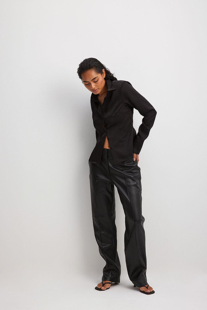 PU Mid Rise Pants Product Image