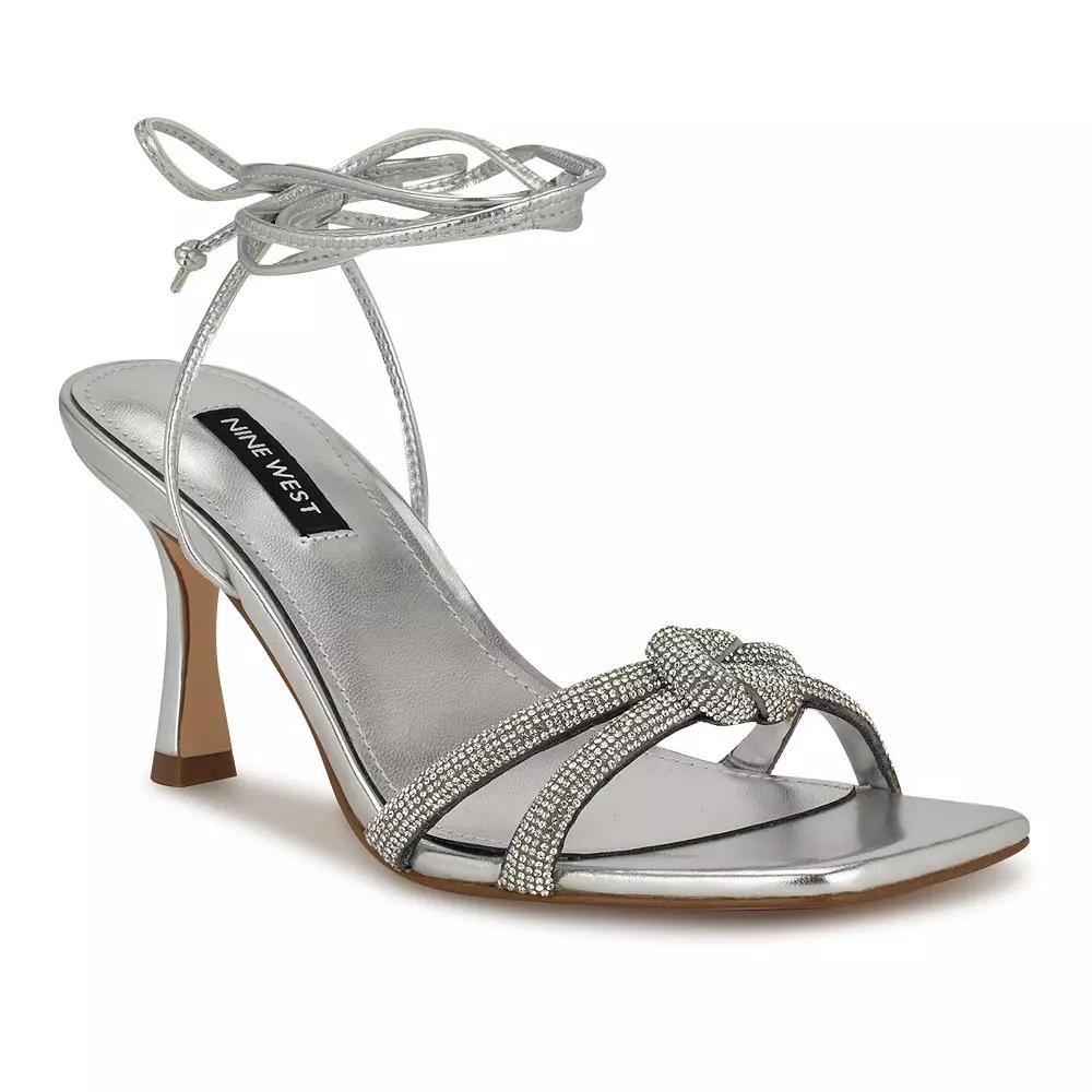 Nine West Raqchel Women's Square Toe Spool Heel Dress Sandals, Size: 10.5, Silver Product Image