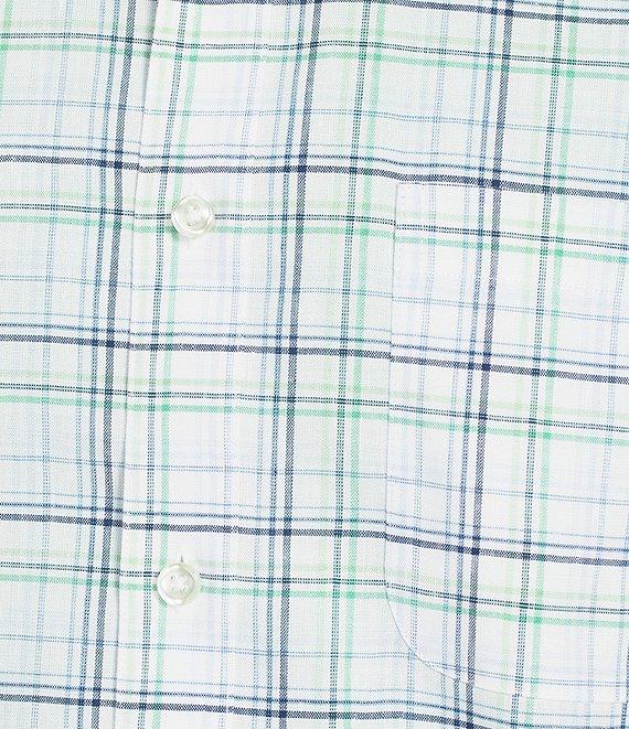 Gold Label Roundtree & Yorke Non-Iron Small Plaid Print Linen Sport Shirt Product Image