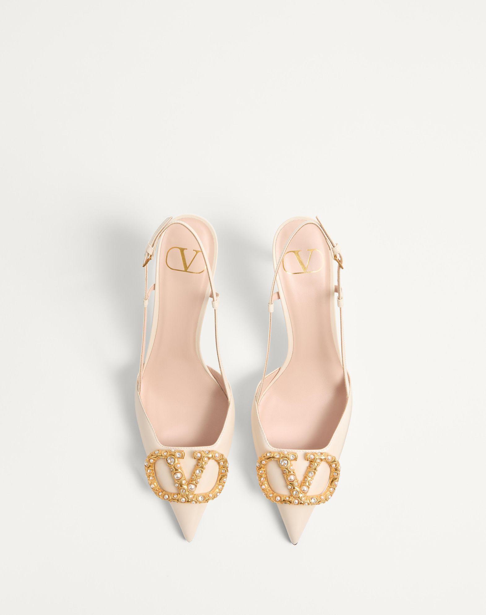 Vlogo Signature Slingback Calfskin Pump With Jewel Logo 80Mm Product Image