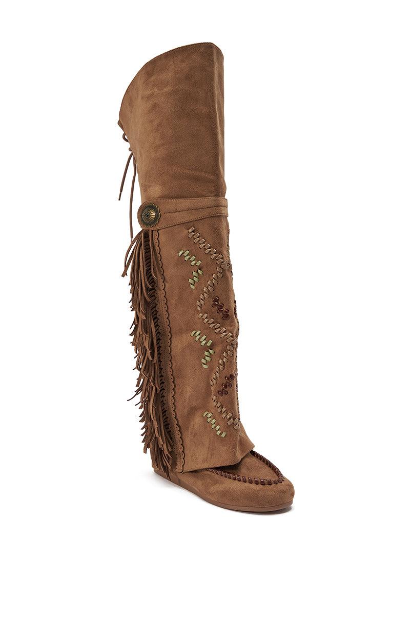 AZALEA WANG EDMUND BROWN FLAT WESTERN BOOT Product Image