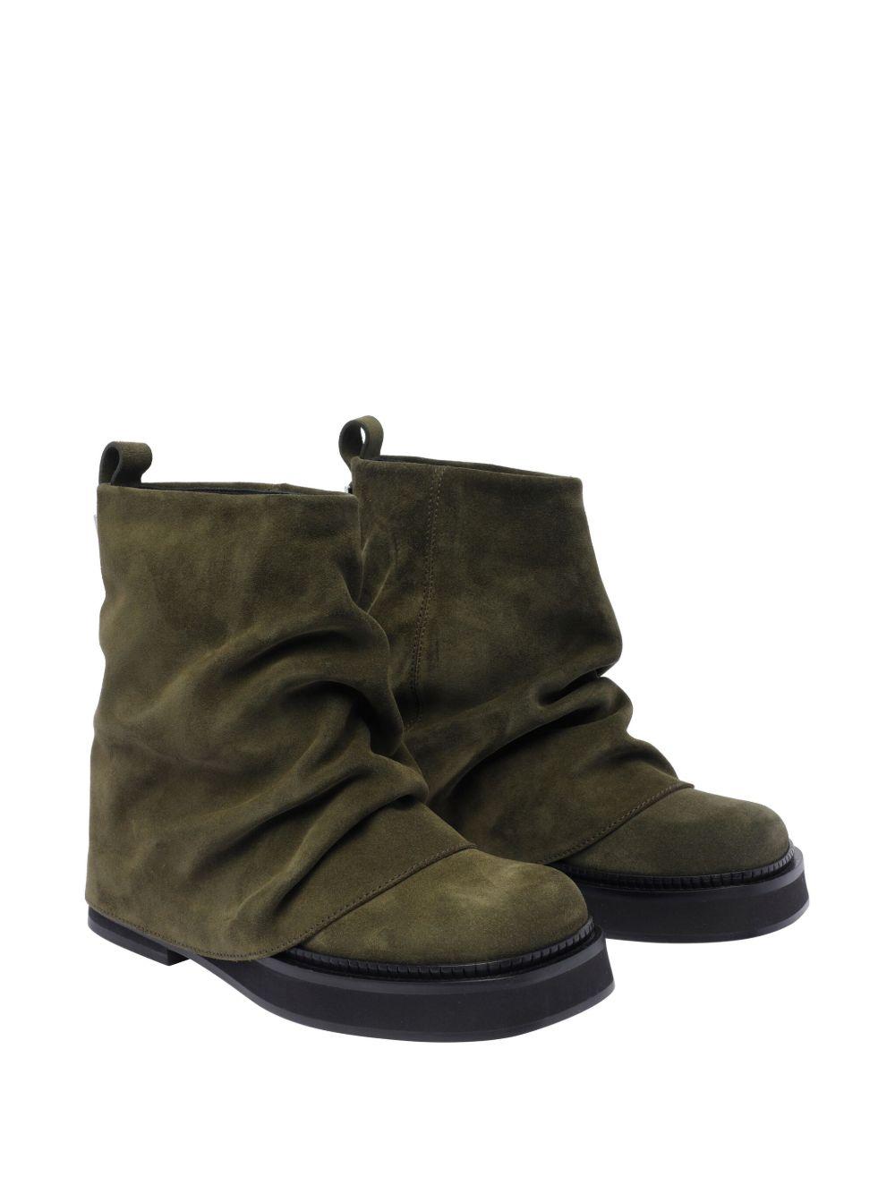 ATTICO Leather Ankle Pull Tab Combat Boots In Green Product Image