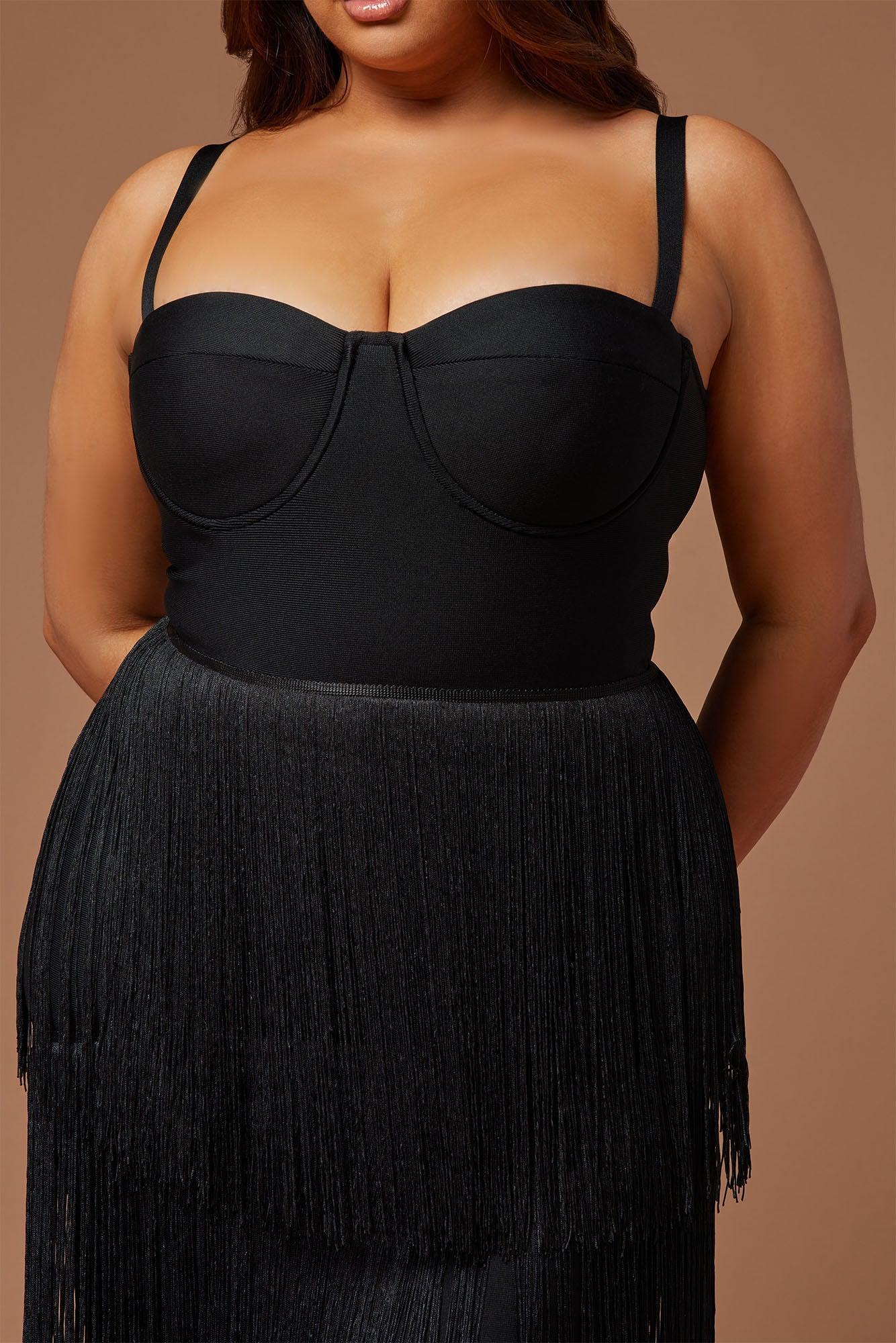 Faye Bandage Fringe Maxi Dress - Black Product Image