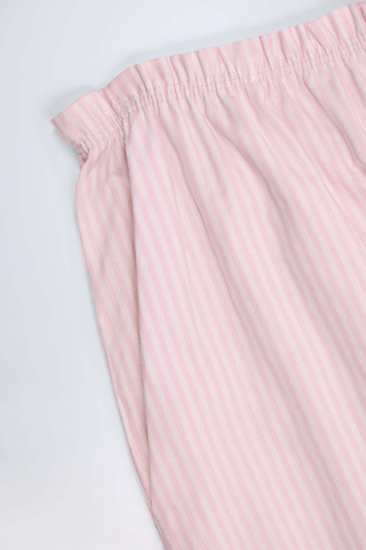 Wide-Leg Cotton-Poplin Trousers in Pink White Stripe Product Image