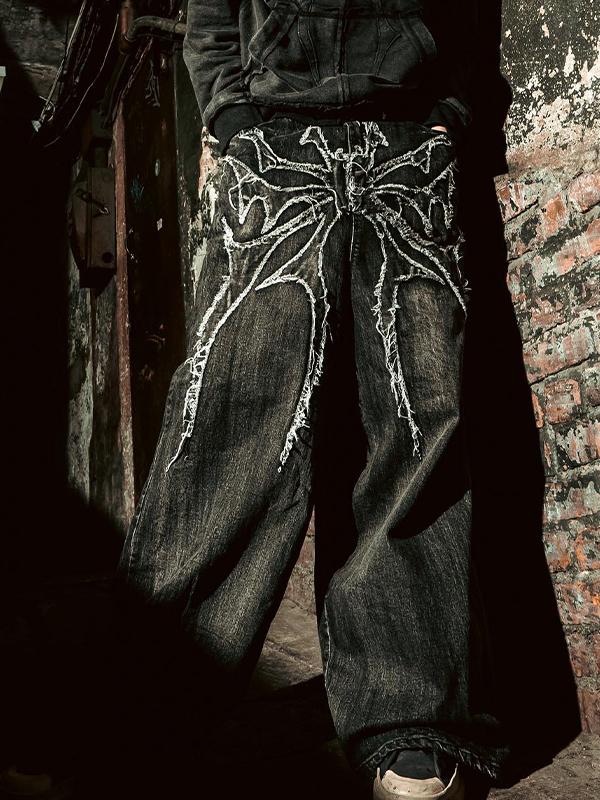 Men's Graphic Print Loose Jeans Product Image