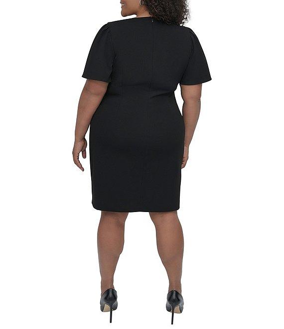 DKNY by Donna Karan Plus Size Short Sleeve Scuba Crepe Sheath Dress Product Image
