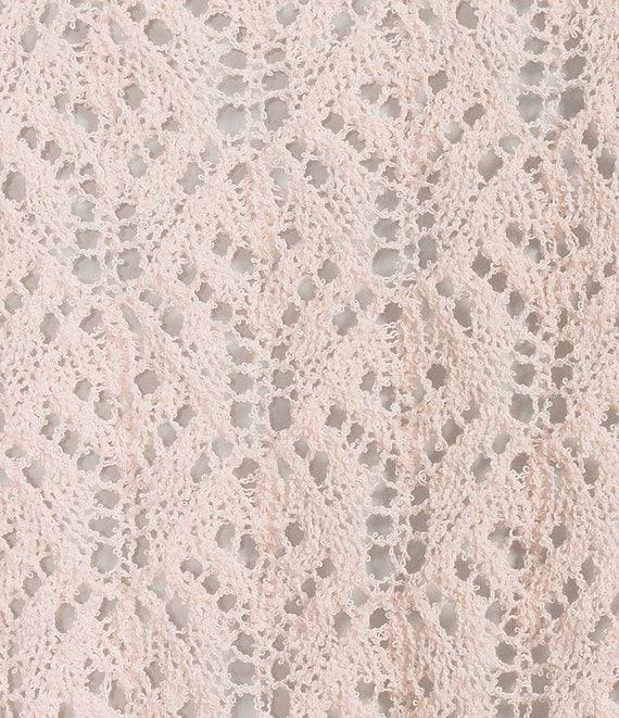 Double Zero Scoop Neck Long Sleeve Crochet Sweater Top Product Image