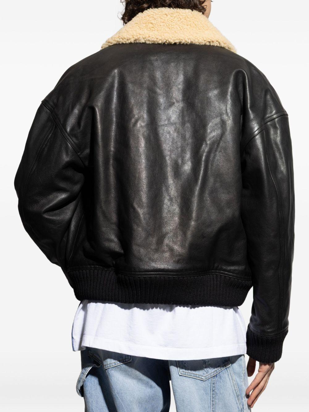 leather bomber jacket Product Image