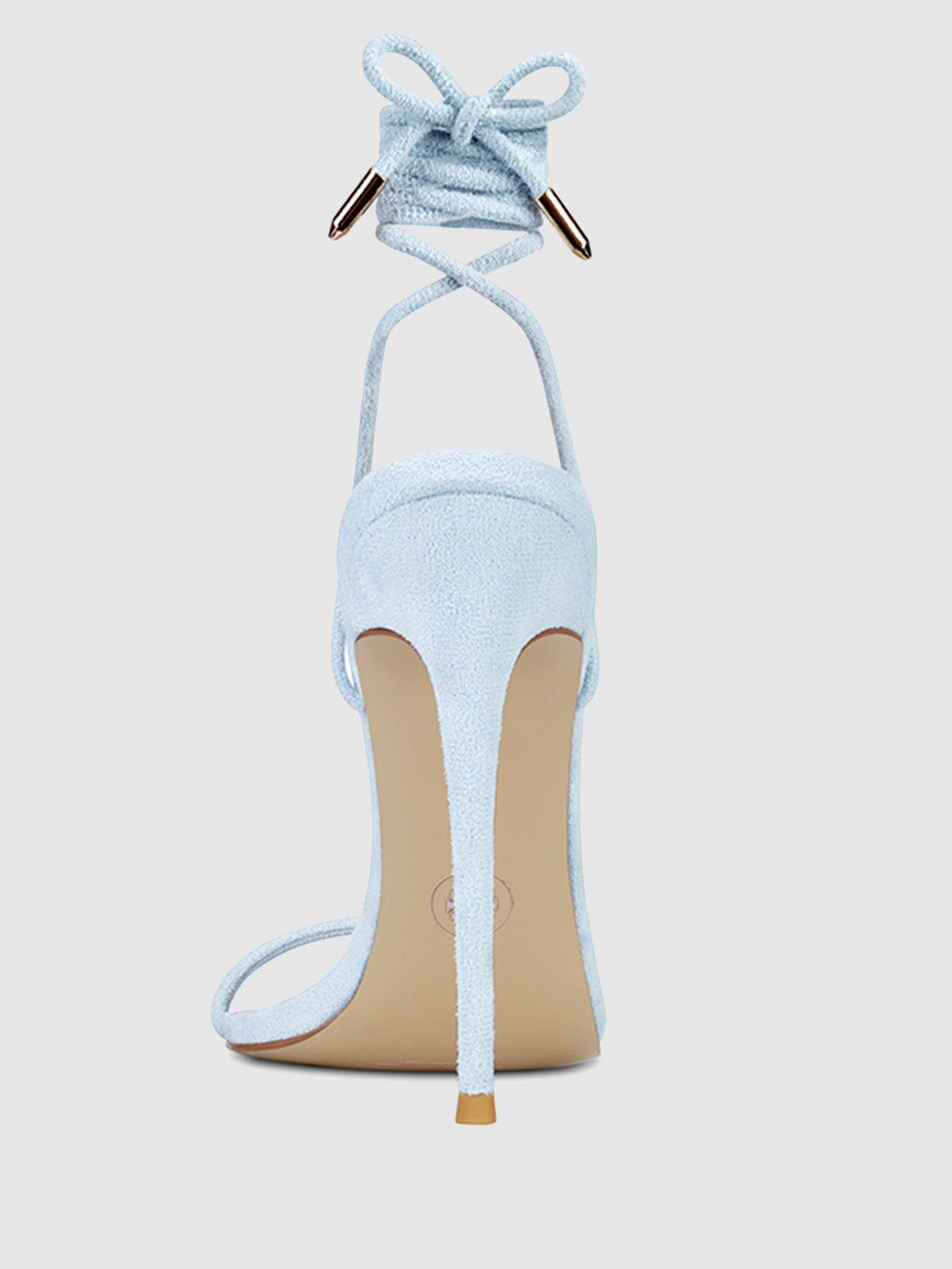Barely There Lace Up Heel - Powder Blue Product Image