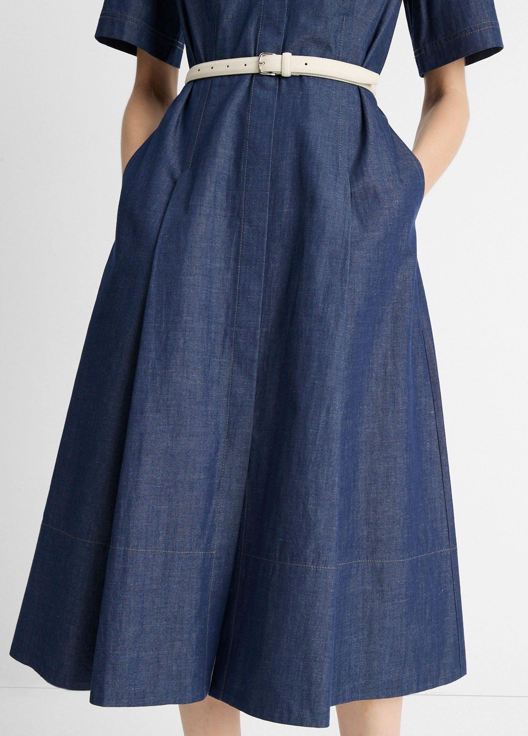 Cotton-Blend Denim Shirt Dress Product Image