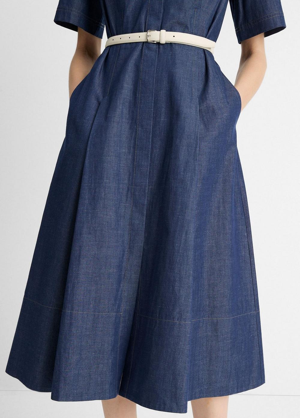 Cotton-Blend Denim Shirt Dress Product Image