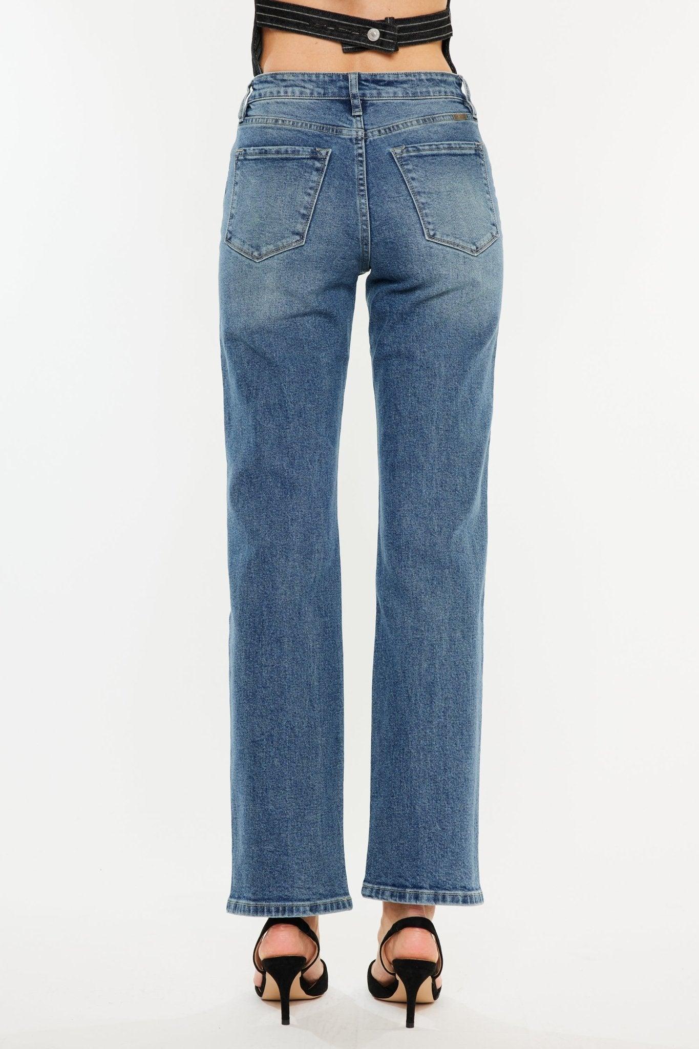 Medium Wash High Rise Relaxed Straight Leg Jeans - FINAL SALE Product Image