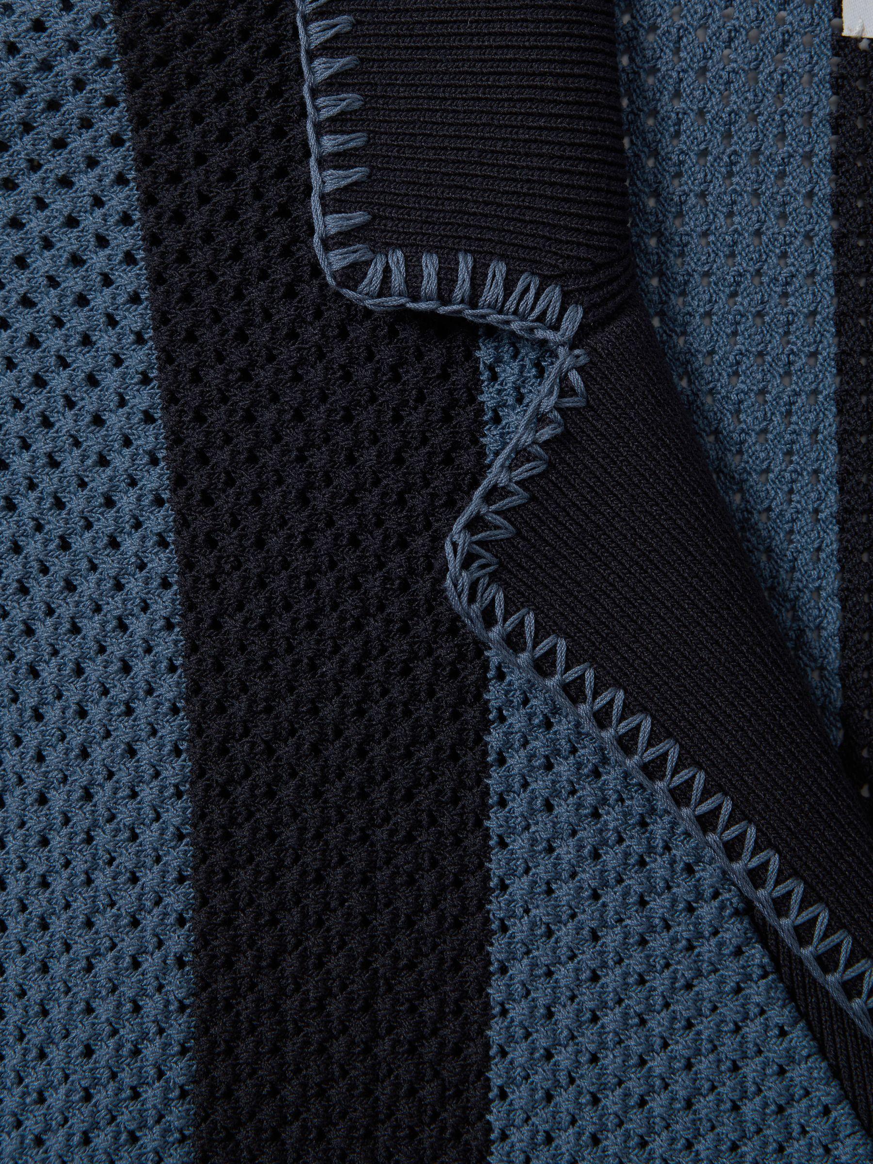 Knitted Cuban Collar Shirt in Navy/Blue Product Image