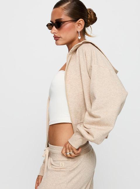 Revive Zip Through Hoodie Oat Marle Product Image