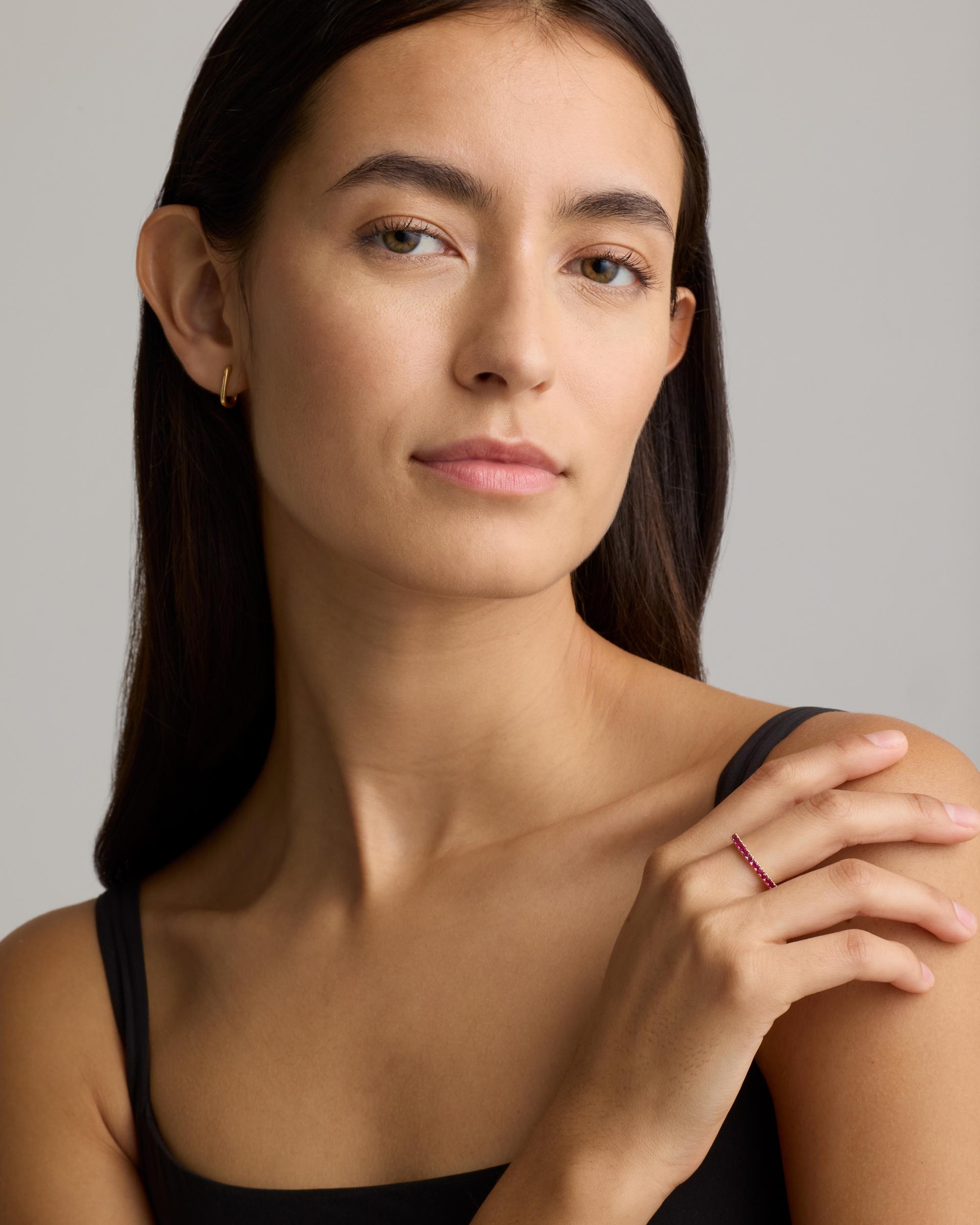 Quince | Women's 14K Gold Gemstone Pave Eternity Band Rings Product Image