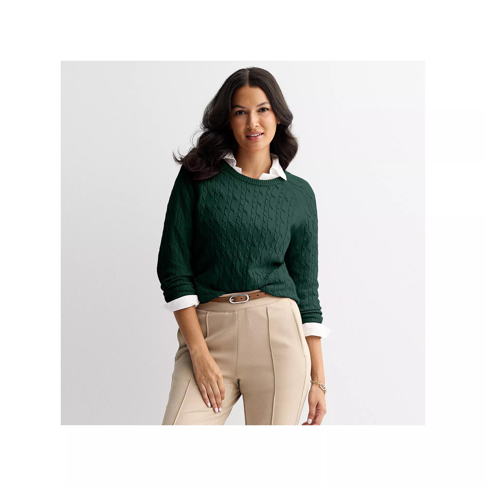 Women's Croft & Barrow® The Extra Soft Cable Crew Neck Sweater,  Product Image