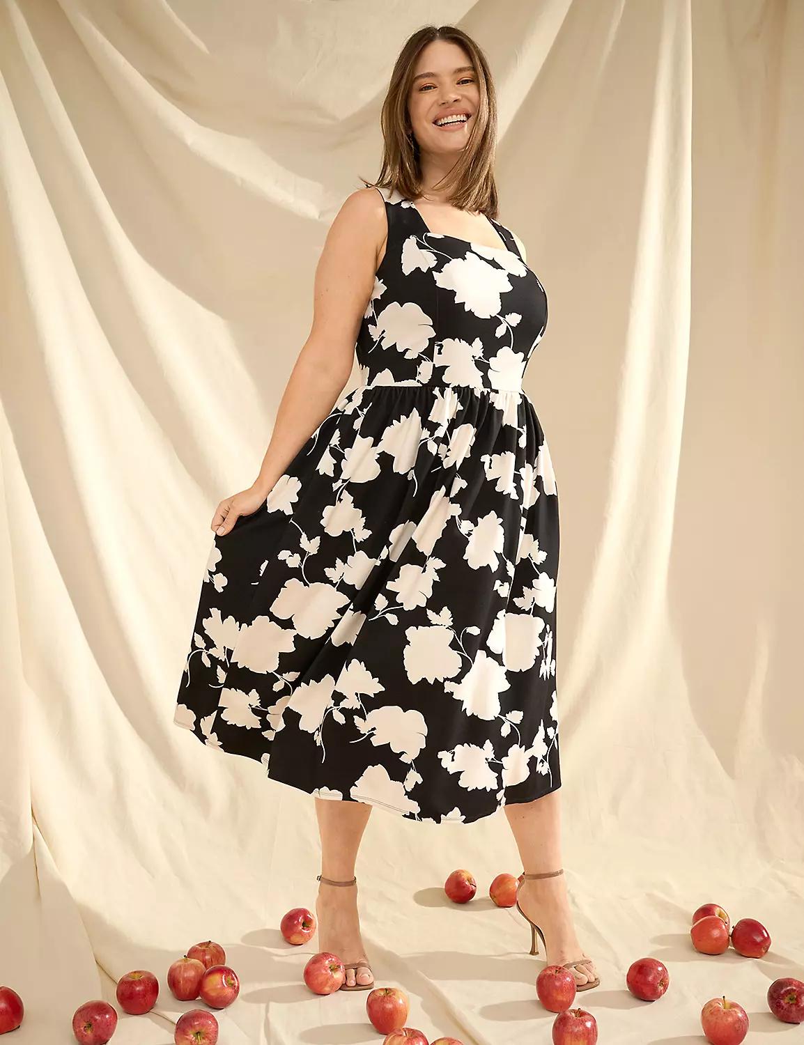 Ponte Square-Neck Midi Dress Product Image