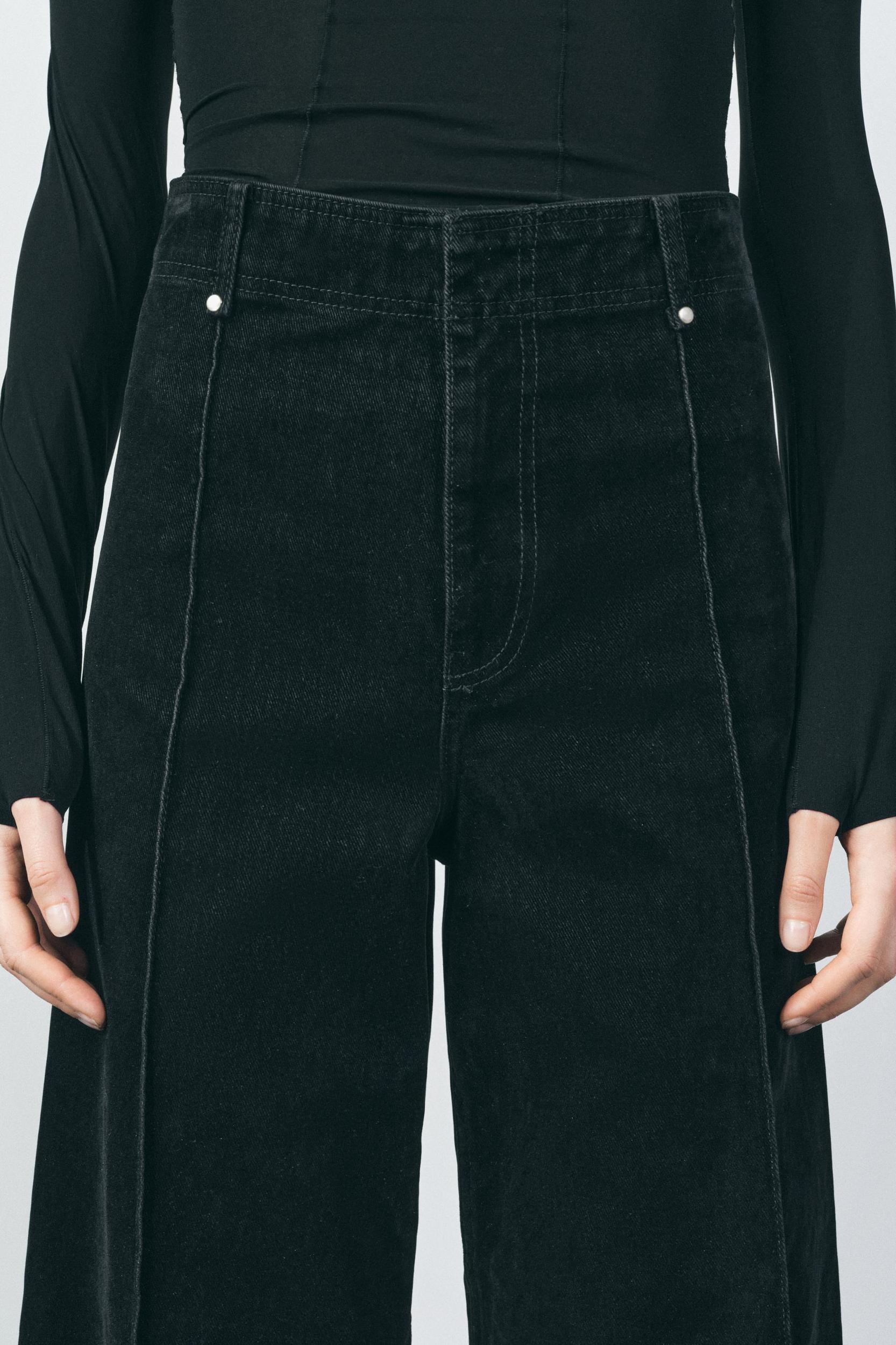 HIGH WAIST WIDE LEG FLOCKED JEANS ZW COLLECTION Product Image