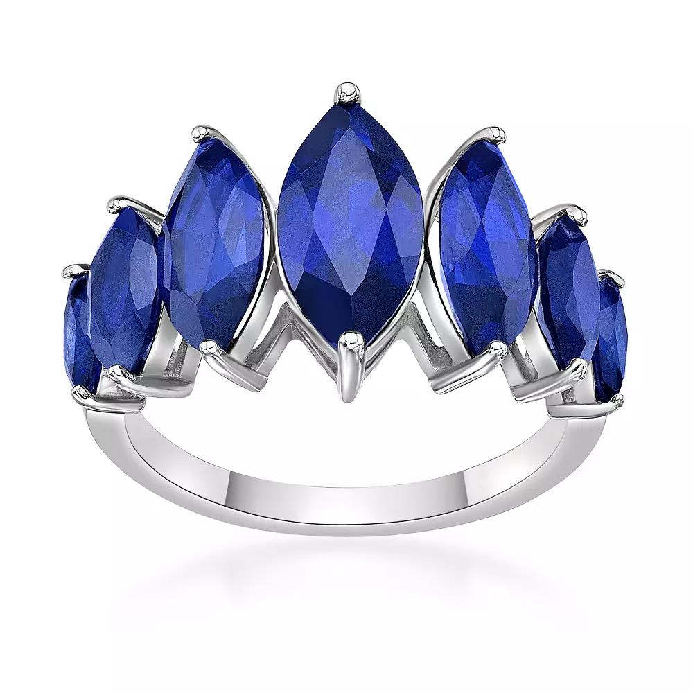 Gemminded Sterling Silver Lab-Created Sapphire 7-Stone Ring, Womens Product Image