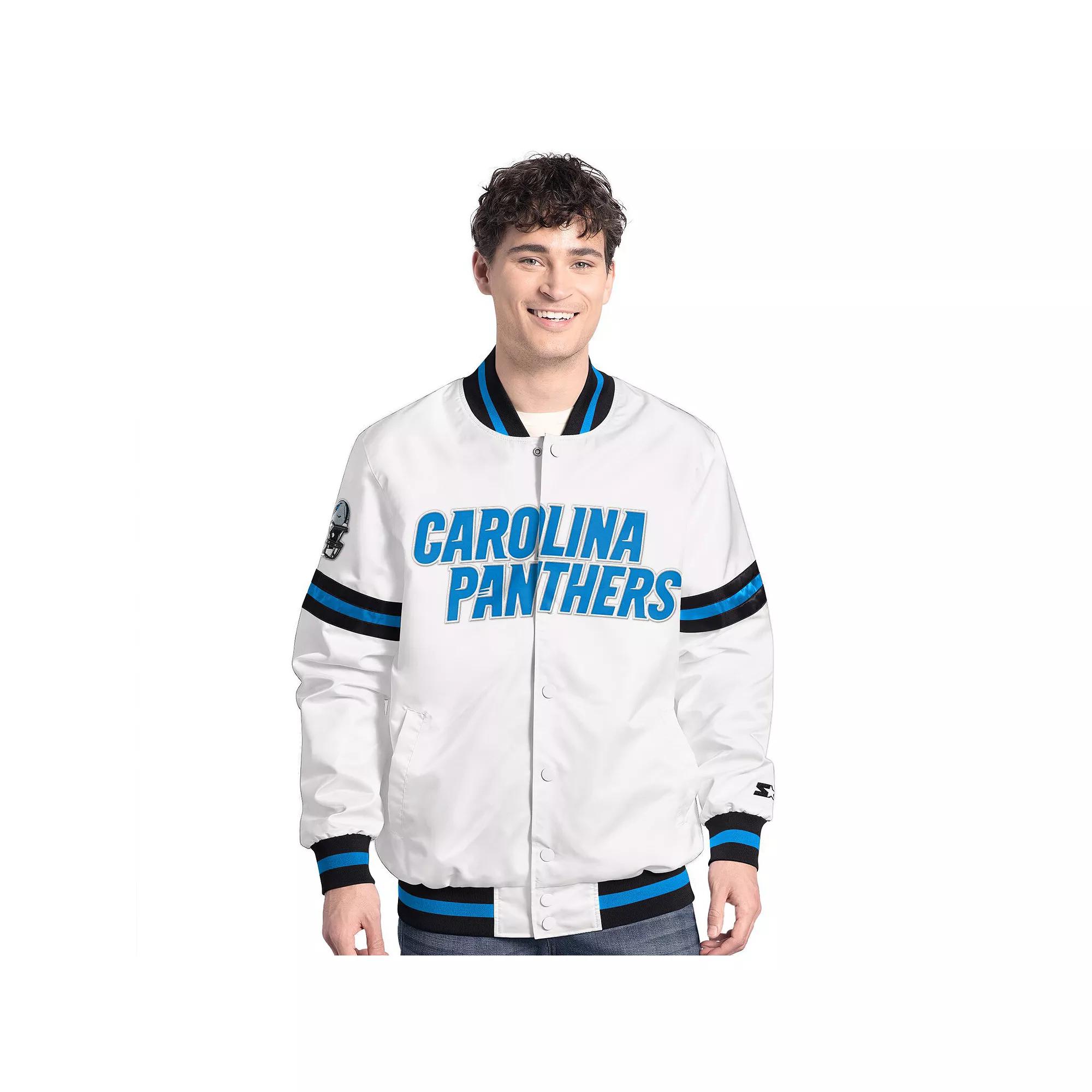 Men's Starter White Carolina Panthers Scout Full-Snap Varsity Jacket,  Product Image