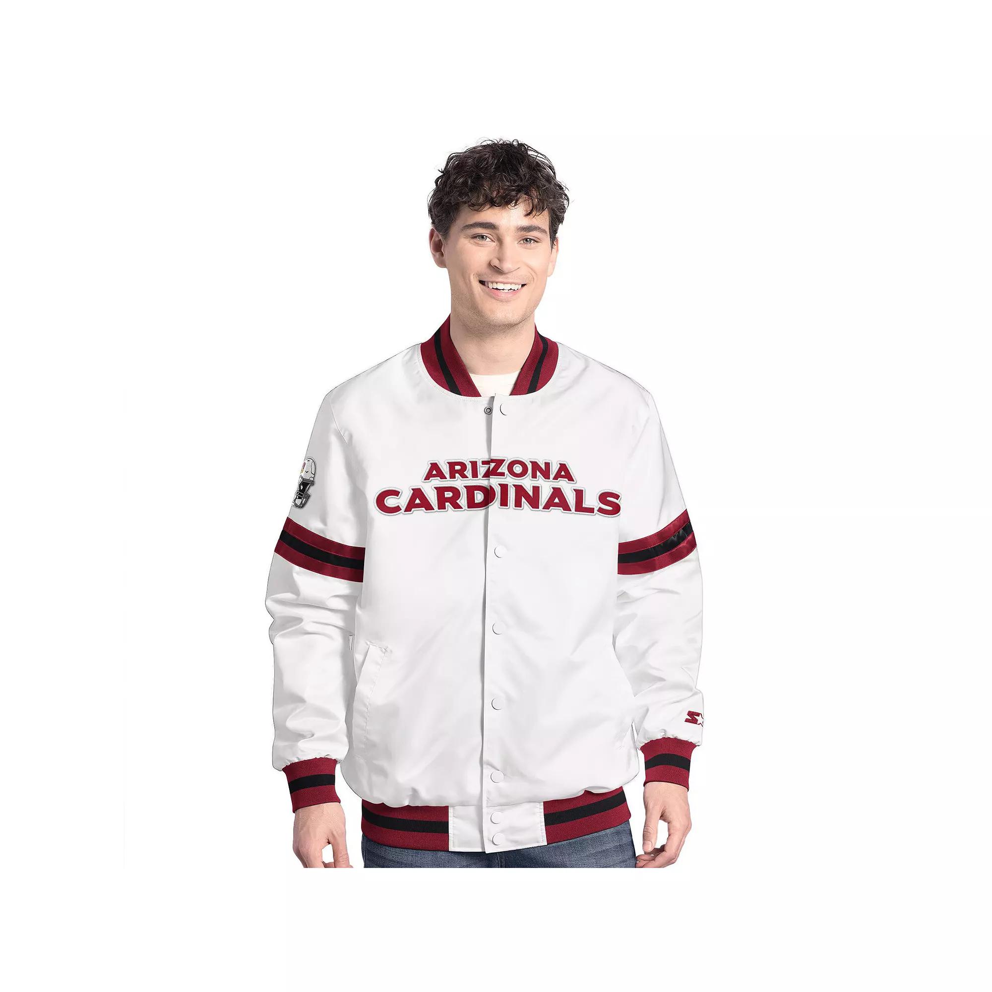 Men's Starter  White Arizona Cardinals Scout Full-Snap Varsity Jacket, Size: 2XL Product Image